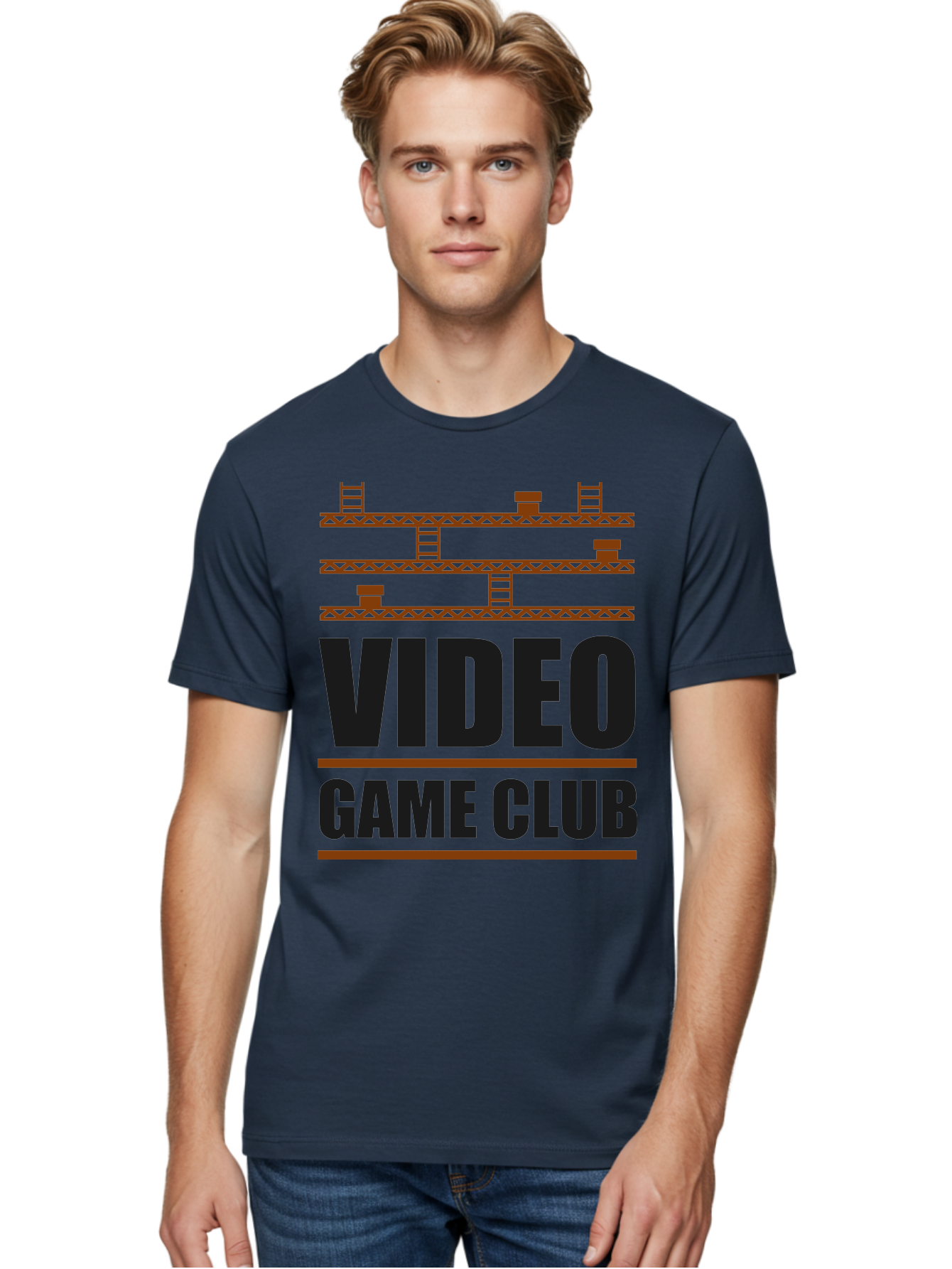 Video-Game-Club Men'S Graphic Tee, 100% Cotton, Comfortable Casual Summer Wear, Machine Washable, Video Game Club, Gaming Community, Retro Gaming, Pixel Art, Ladders, Platforms, Online Gaming Group, Gaming Culture - Aaa665 20