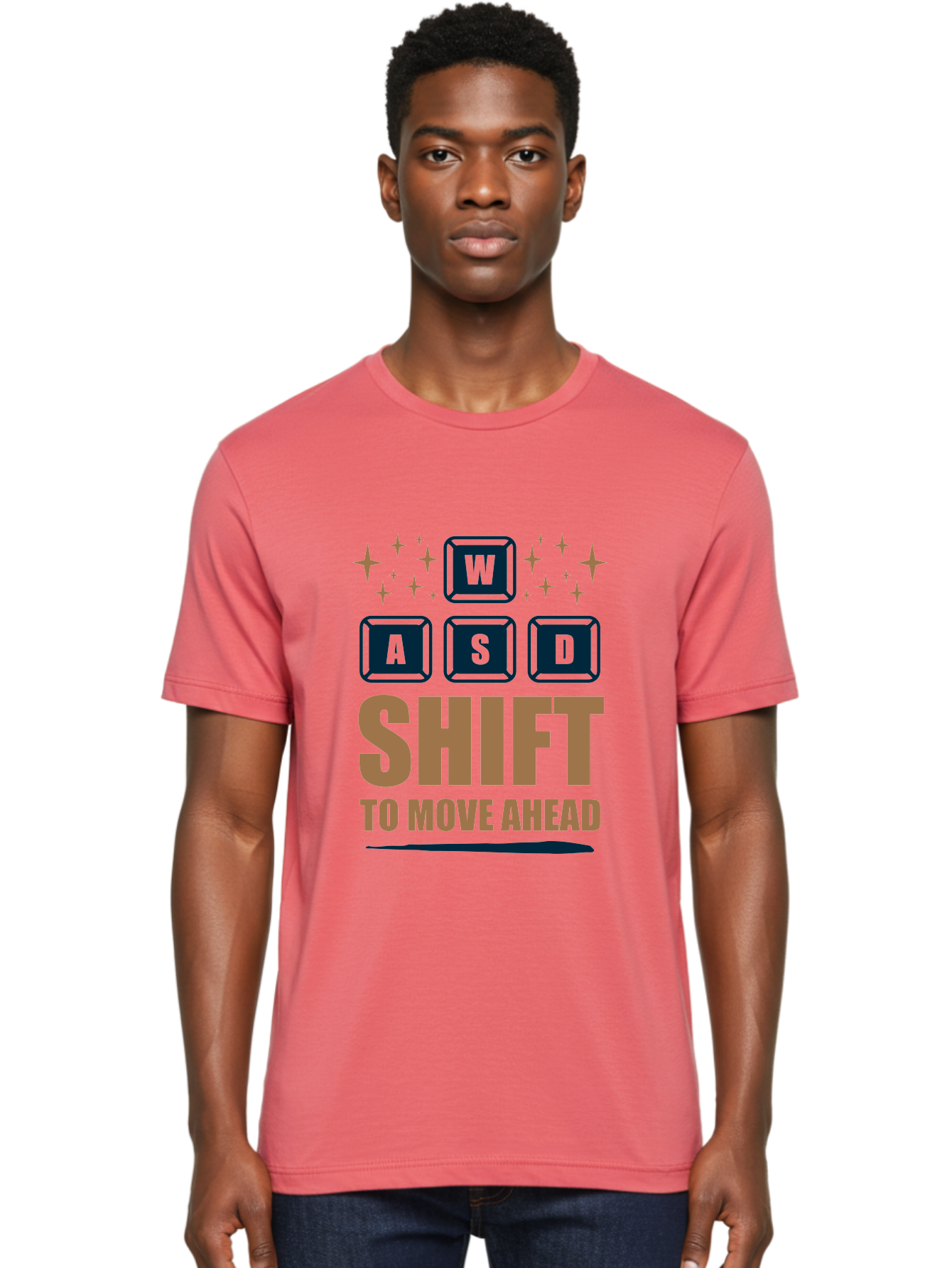 Wasd-Shift-To-Move-Ahead Men'S Graphic Tee, 100% Cotton, Comfortable Casual Summer Wear, Machine Washable, Gaming Keyboard Controls, Wasd Keys, Shift Key, Gaming Tips, Move Ahead, Progress, Gaming Movement, Keyboard Shortcuts, Gaming Advice - Aaa667 18