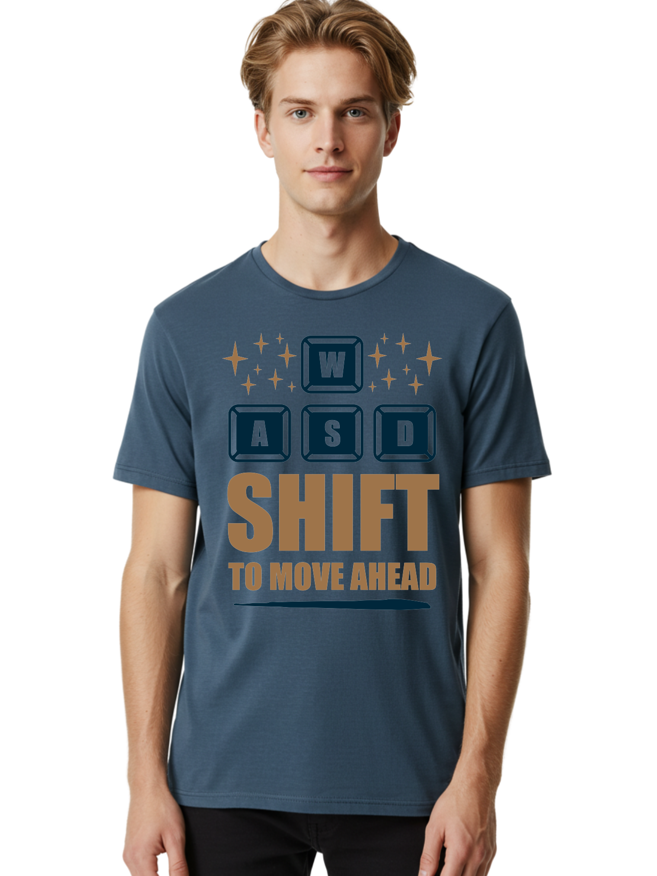 Wasd-Shift-To-Move-Ahead Men'S Graphic Tee, 100% Cotton, Comfortable Casual Summer Wear, Machine Washable, Gaming Keyboard Controls, Wasd Keys, Shift Key, Gaming Tips, Move Ahead, Progress, Gaming Movement, Keyboard Shortcuts, Gaming Advice - Aaa667 30