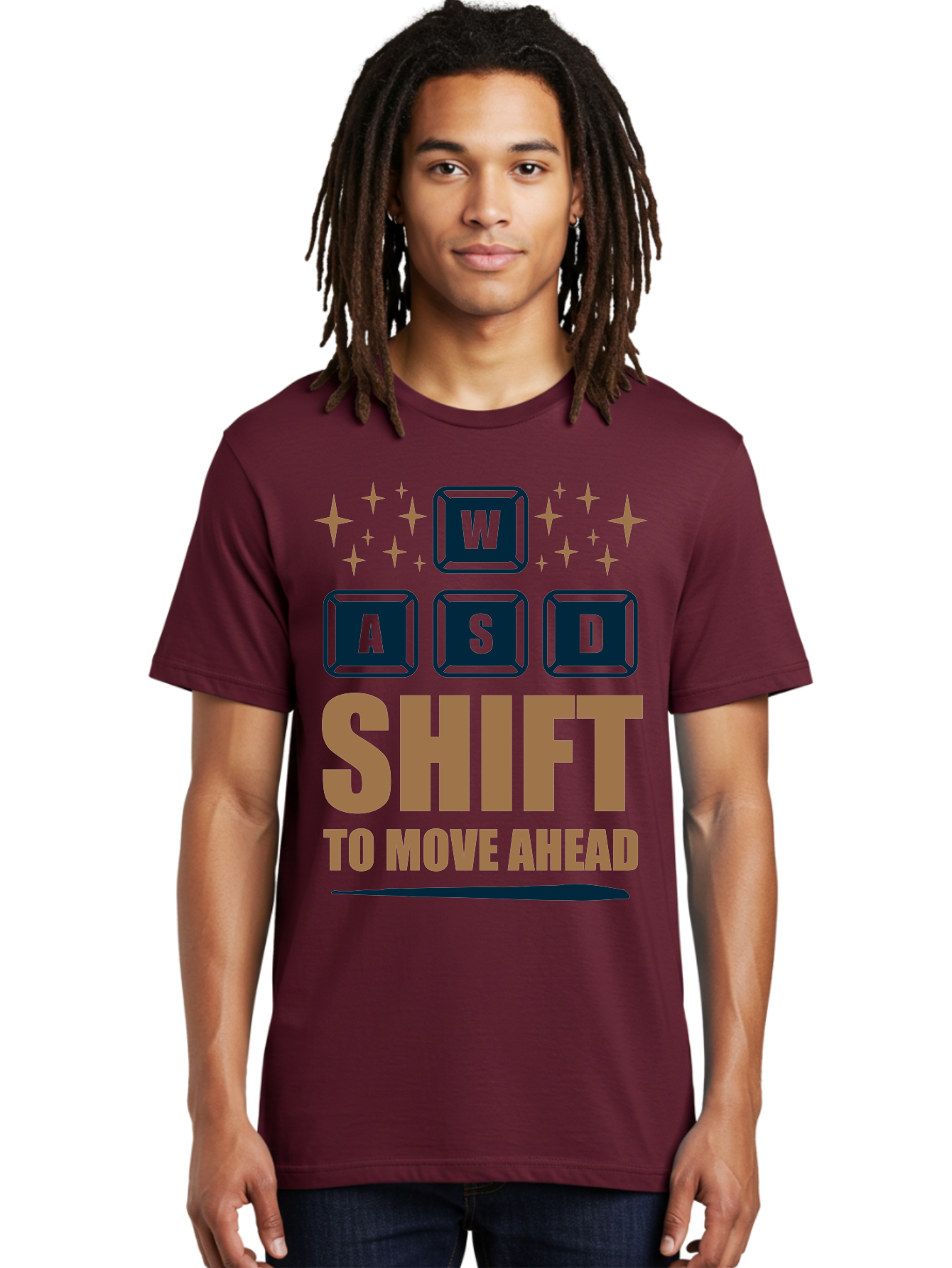 Wasd-Shift-To-Move-Ahead Men'S Graphic Tee, 100% Cotton, Comfortable Casual Summer Wear, Machine Washable, Gaming Keyboard Controls, Wasd Keys, Shift Key, Gaming Tips, Move Ahead, Progress, Gaming Movement, Keyboard Shortcuts, Gaming Advice - Aaa667 8