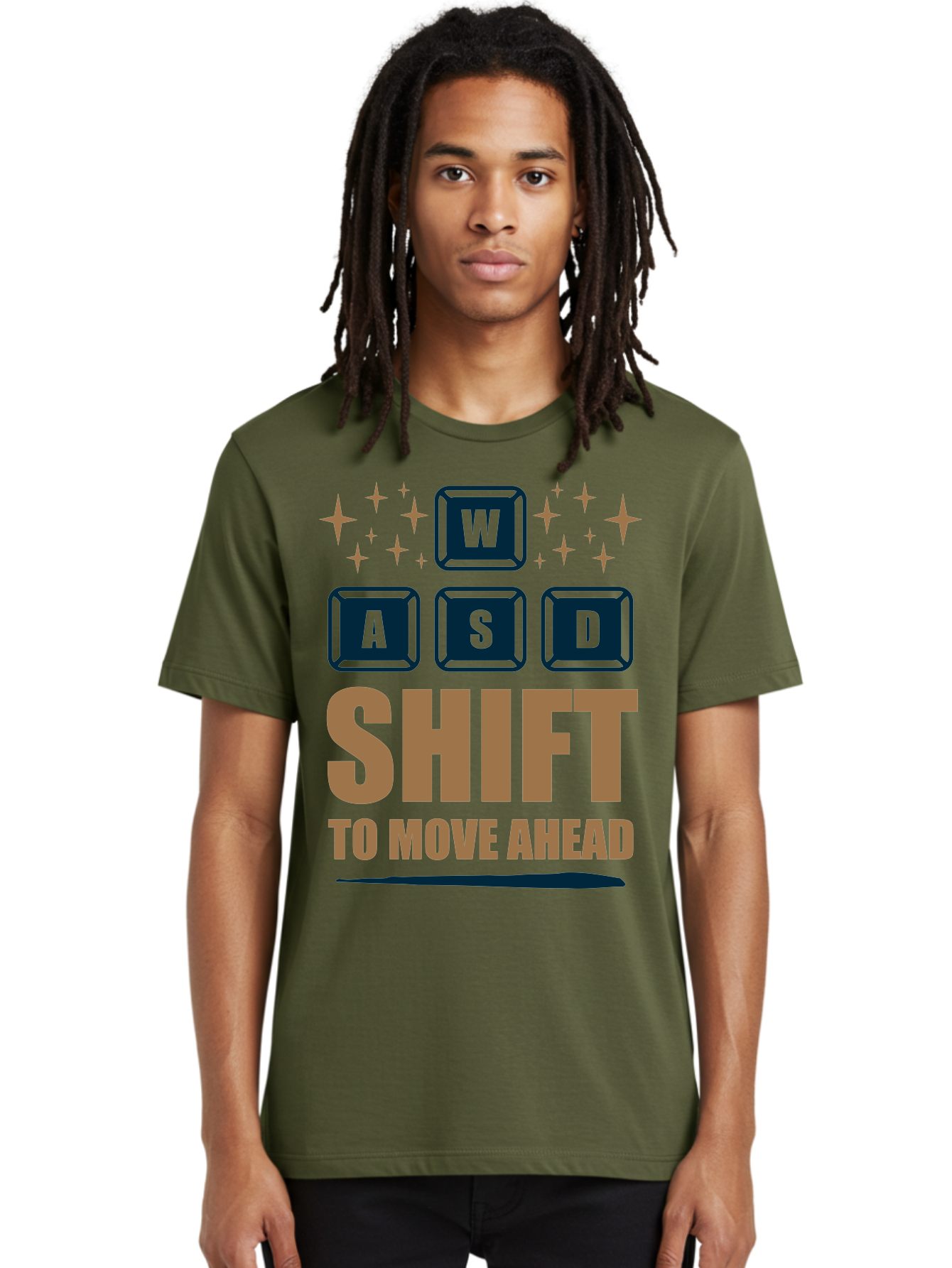 Wasd-Shift-To-Move-Ahead Men'S Graphic Tee, 100% Cotton, Comfortable Casual Summer Wear, Machine Washable, Gaming Keyboard Controls, Wasd Keys, Shift Key, Gaming Tips, Move Ahead, Progress, Gaming Movement, Keyboard Shortcuts, Gaming Advice - Aaa667 26