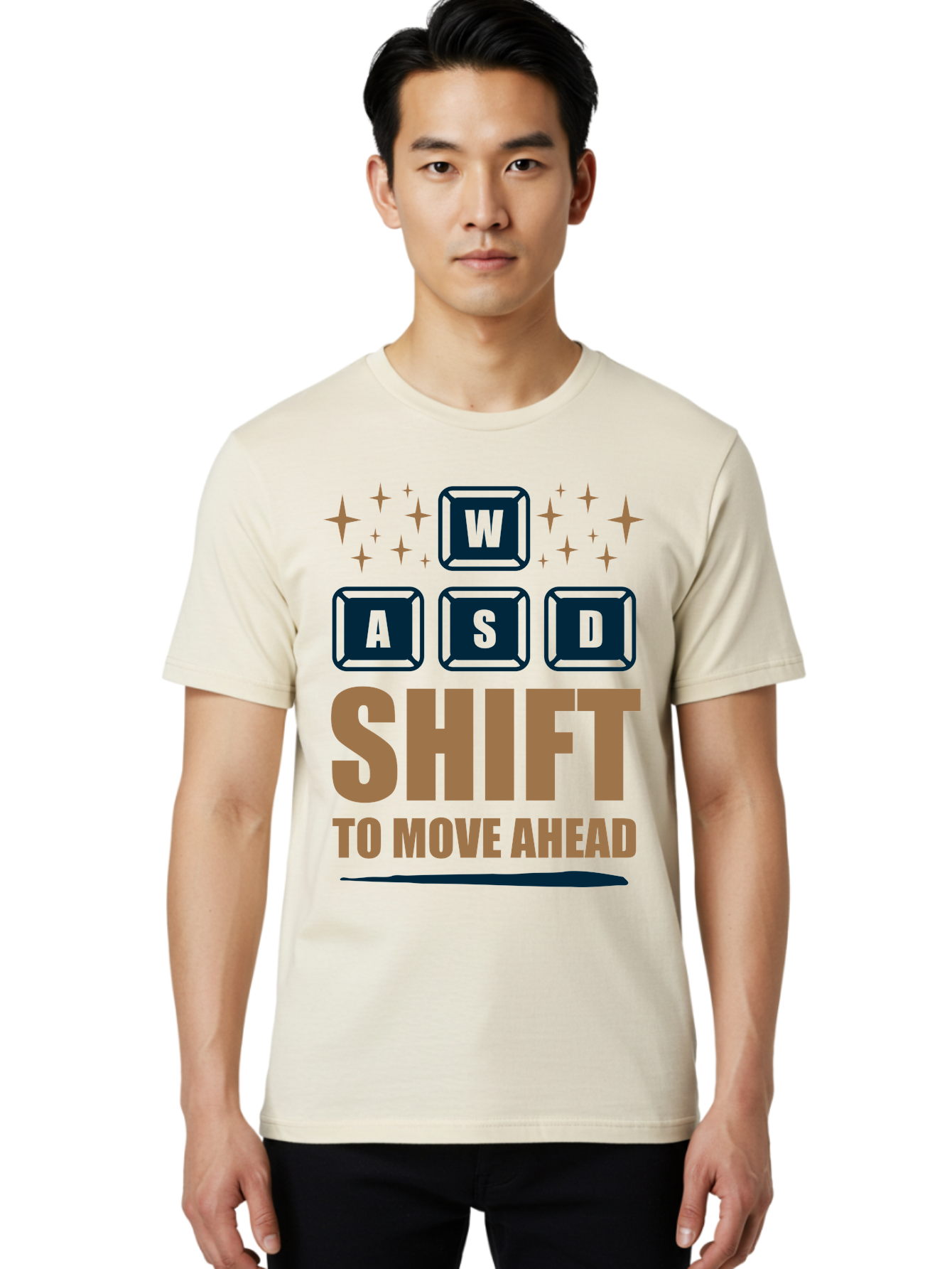 Wasd-Shift-To-Move-Ahead Men'S Graphic Tee, 100% Cotton, Comfortable Casual Summer Wear, Machine Washable, Gaming Keyboard Controls, Wasd Keys, Shift Key, Gaming Tips, Move Ahead, Progress, Gaming Movement, Keyboard Shortcuts, Gaming Advice - Aaa667 4