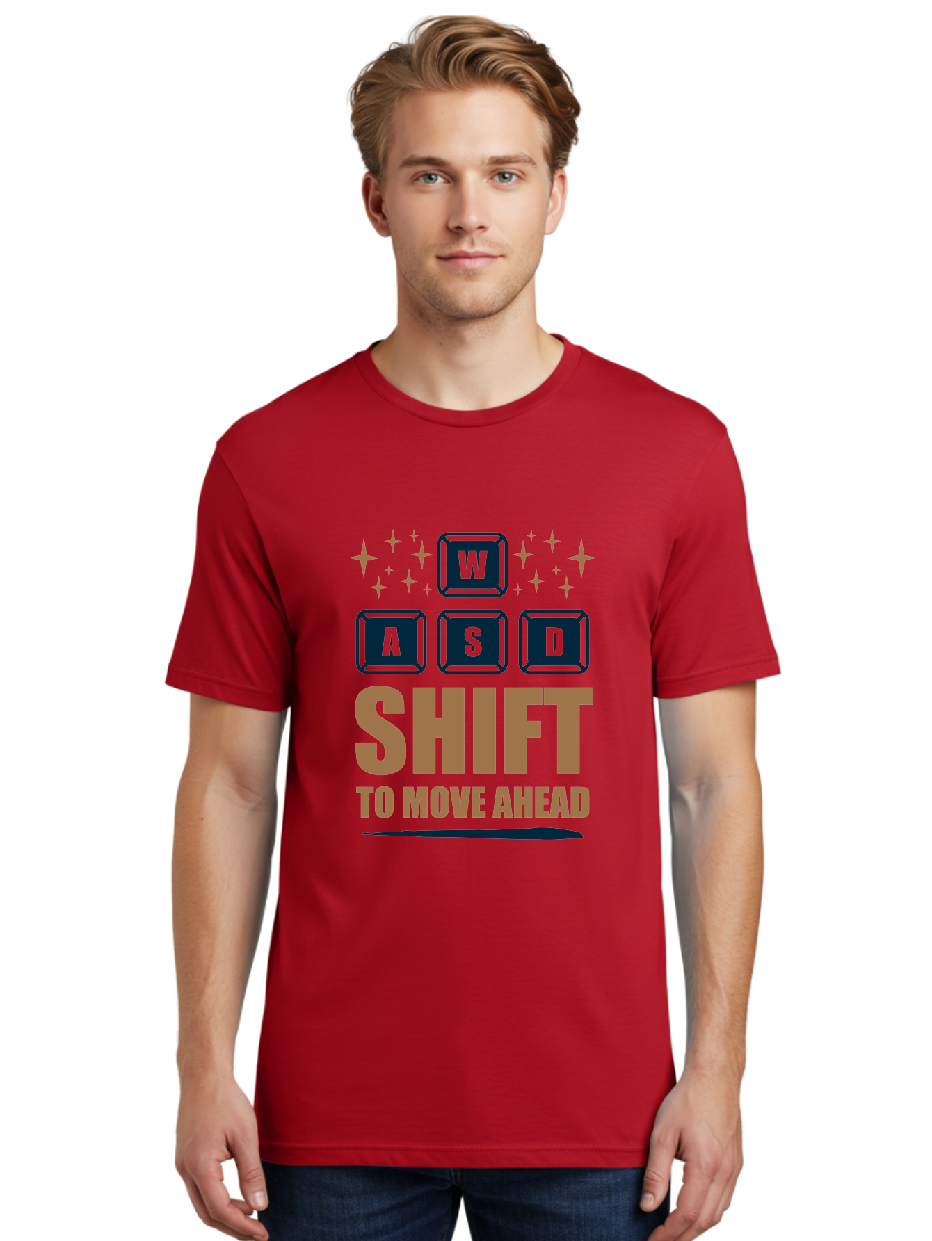 Wasd-Shift-To-Move-Ahead Men'S Graphic Tee, 100% Cotton, Comfortable Casual Summer Wear, Machine Washable, Gaming Keyboard Controls, Wasd Keys, Shift Key, Gaming Tips, Move Ahead, Progress, Gaming Movement, Keyboard Shortcuts, Gaming Advice - Aaa667 10