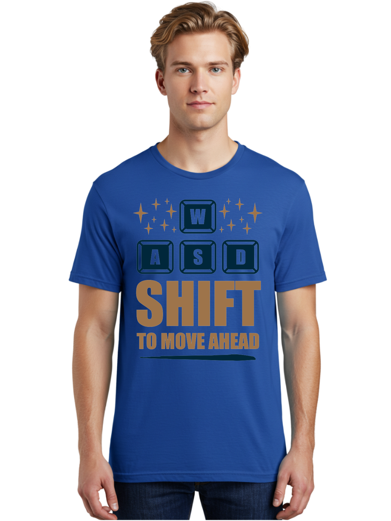 Wasd-Shift-To-Move-Ahead Men'S Graphic Tee, 100% Cotton, Comfortable Casual Summer Wear, Machine Washable, Gaming Keyboard Controls, Wasd Keys, Shift Key, Gaming Tips, Move Ahead, Progress, Gaming Movement, Keyboard Shortcuts, Gaming Advice - Aaa667 6