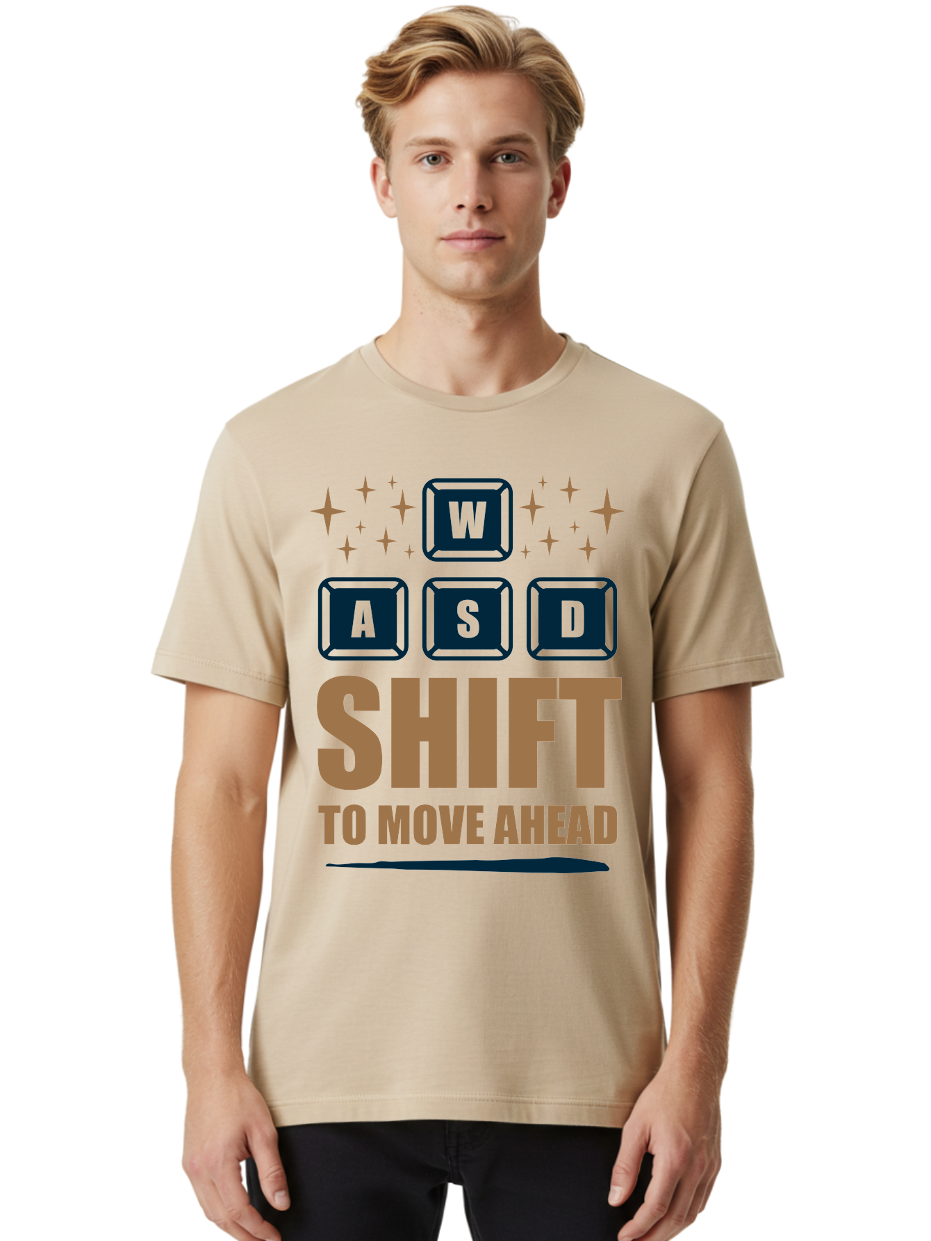 Wasd-Shift-To-Move-Ahead Men'S Graphic Tee, 100% Cotton, Comfortable Casual Summer Wear, Machine Washable, Gaming Keyboard Controls, Wasd Keys, Shift Key, Gaming Tips, Move Ahead, Progress, Gaming Movement, Keyboard Shortcuts, Gaming Advice - Aaa667 14