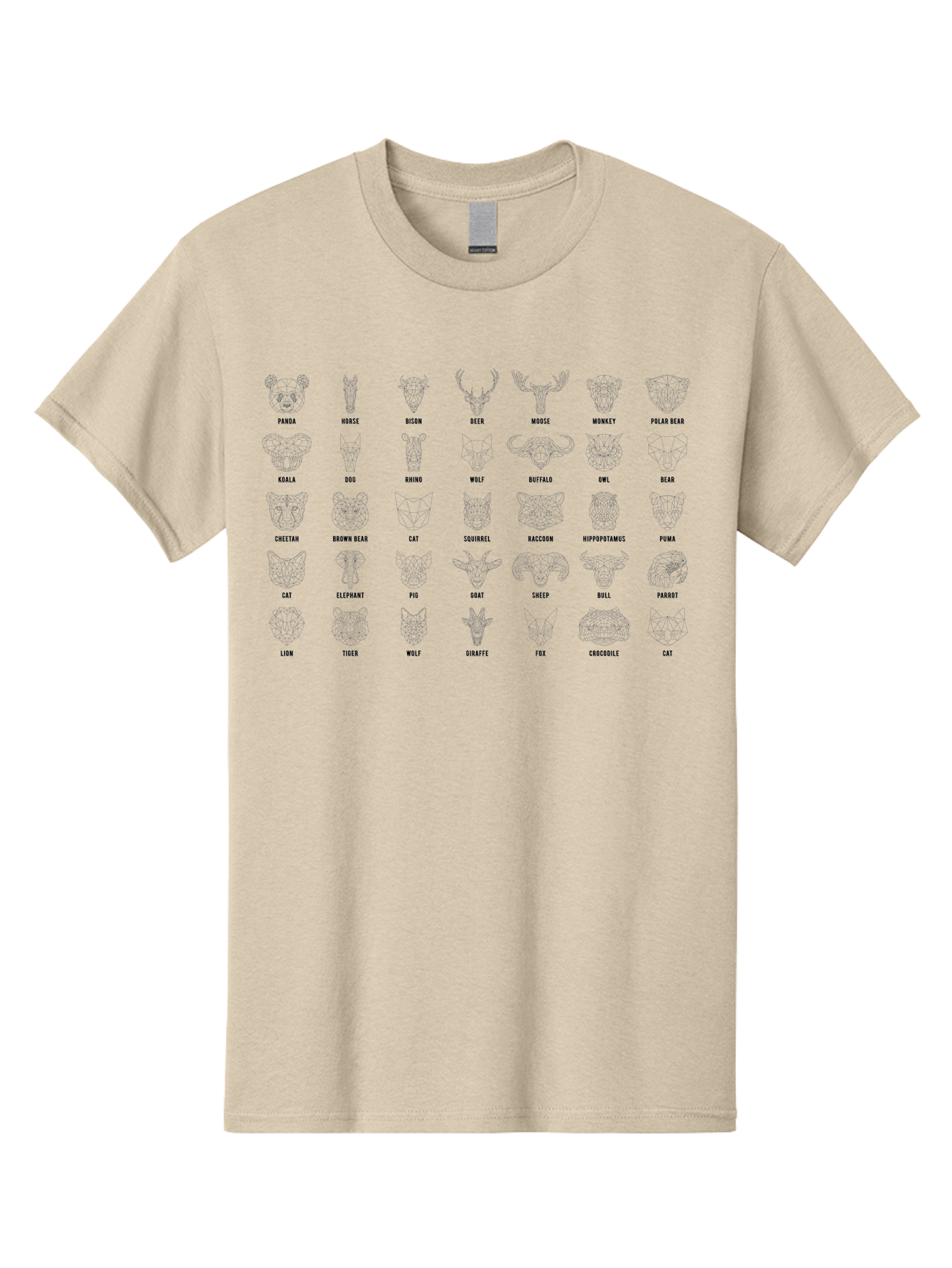 Animal-Silhouettes Men'S Graphic Tee, 100% Cotton, Comfortable Casual Summer Wear, Machine Washable, Animal Heads, Wildlife Illustrations, Mammal Faces, Fauna Silhouettes, Animal Profiles, Zoological Graphics, Wildlife Art, Animal Designs, - Aaa669 3