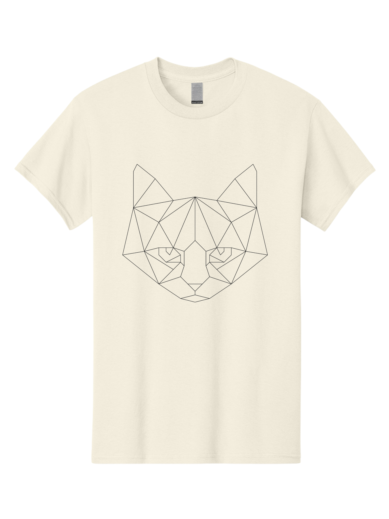 Cat-Face Men'S Graphic Tee, 100% Cotton, Comfortable Casual Summer Wear, Machine Washable, Geometric Cat Face, Low Poly Art, Minimalist Design, Cat Eyes, Feline Features, Abstract Illustration, Modern Graphics, Digital Art - Aaa676 9