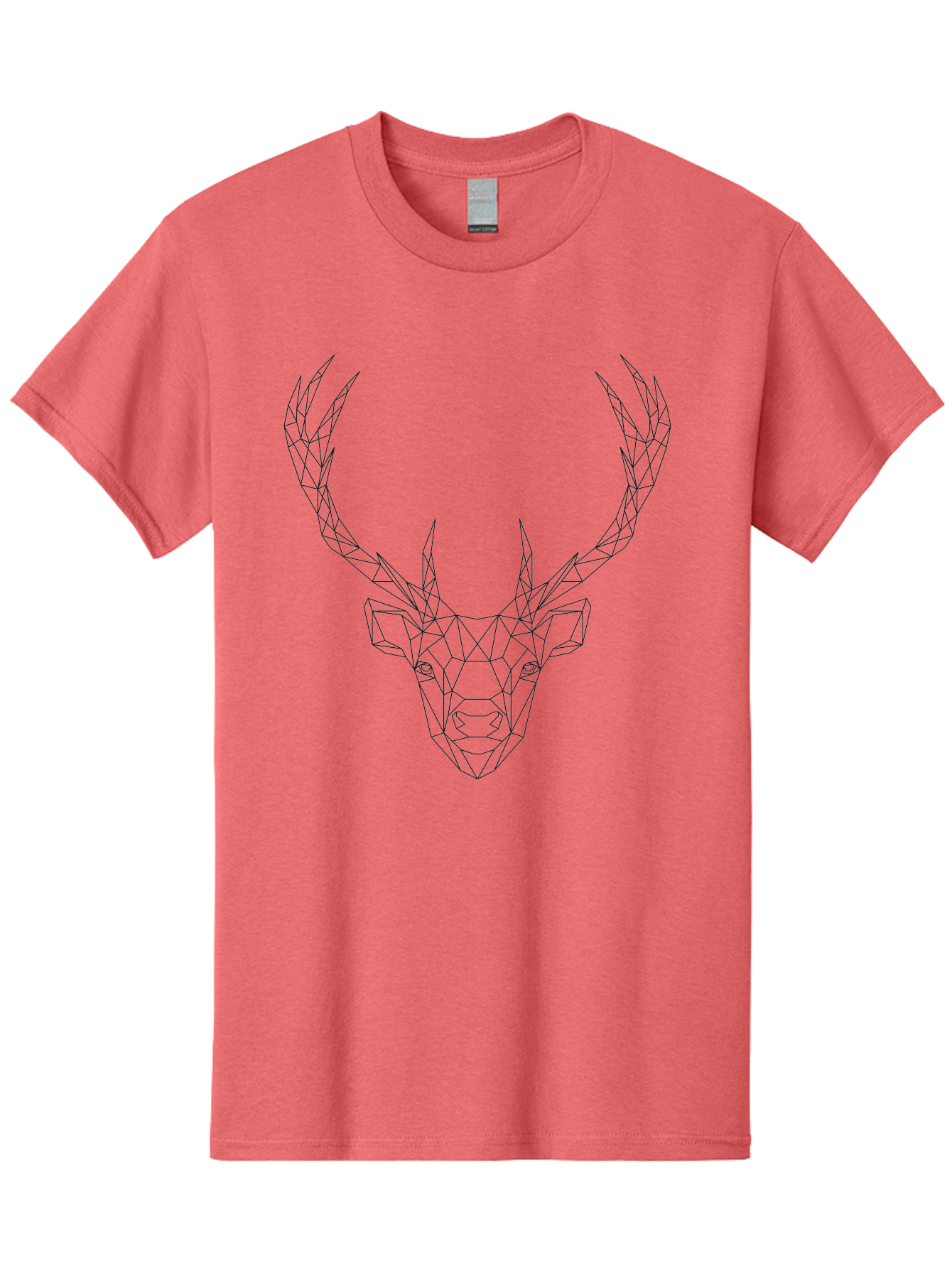 Deer-Head Men'S Graphic Tee, 100% Cotton, Comfortable Casual Summer Wear, Machine Washable, Geometric Deer Head, Wireframe Art, Low Poly Design, Minimalist Style, Abstract Animal, Modern Illustration, Deer Silhouette, Polygonal Art, - Aaa677 5