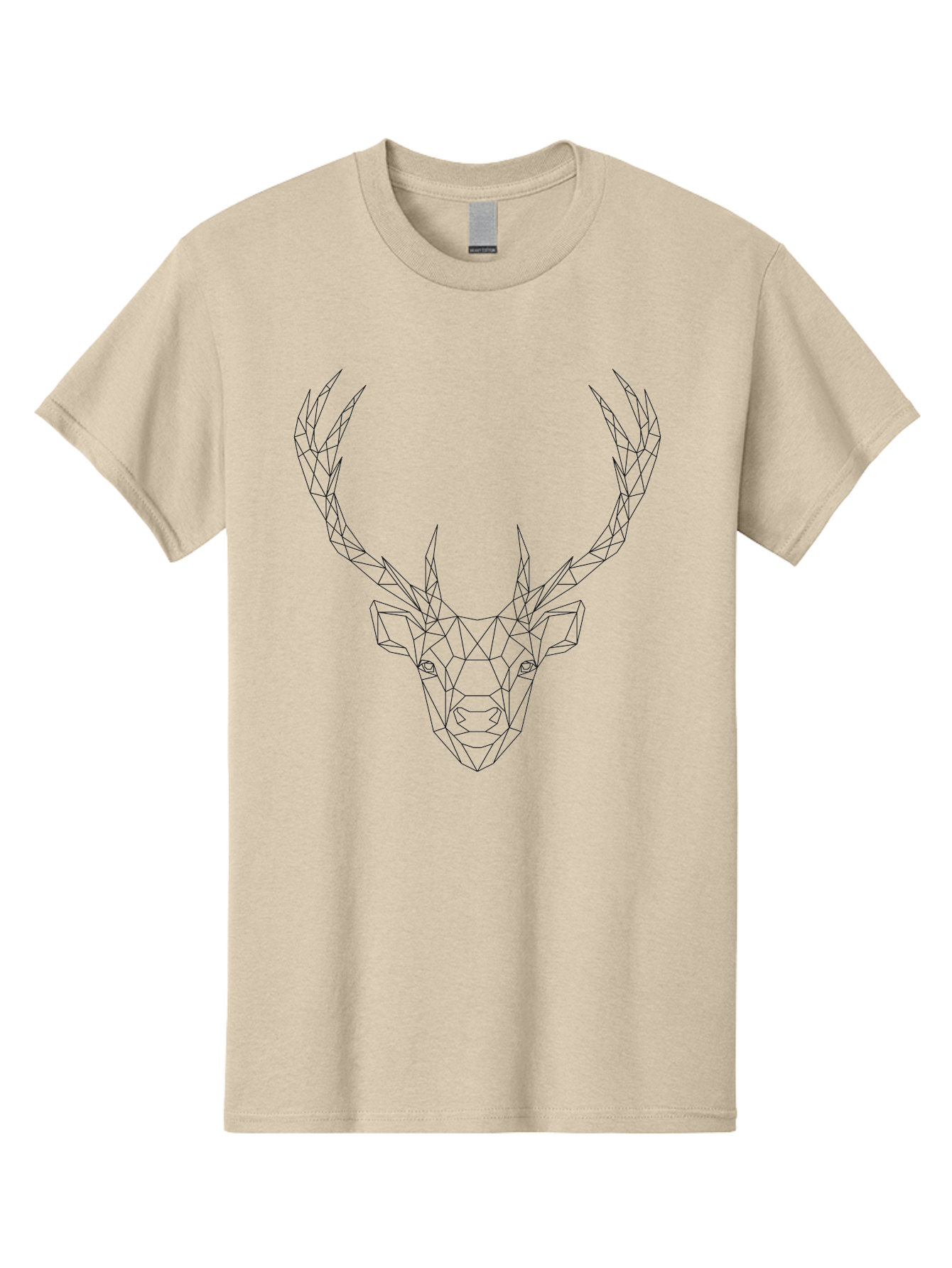 Deer-Head Men'S Graphic Tee, 100% Cotton, Comfortable Casual Summer Wear, Machine Washable, Geometric Deer Head, Wireframe Art, Low Poly Design, Minimalist Style, Abstract Animal, Modern Illustration, Deer Silhouette, Polygonal Art, - Aaa677 27