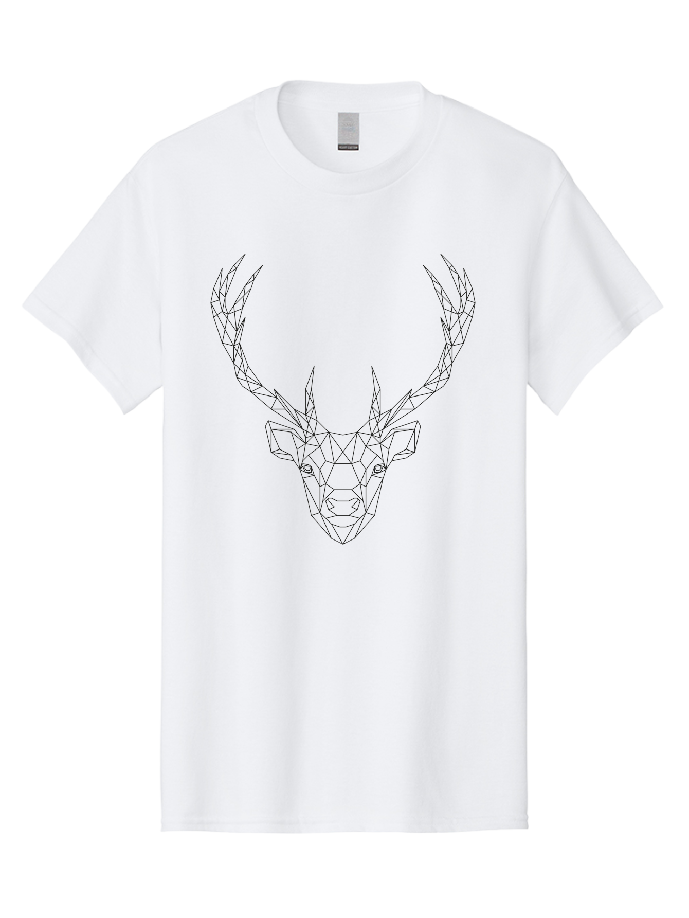 Deer-Head Men'S Graphic Tee, 100% Cotton, Comfortable Casual Summer Wear, Machine Washable, Geometric Deer Head, Wireframe Art, Low Poly Design, Minimalist Style, Abstract Animal, Modern Illustration, Deer Silhouette, Polygonal Art, - Aaa677 29