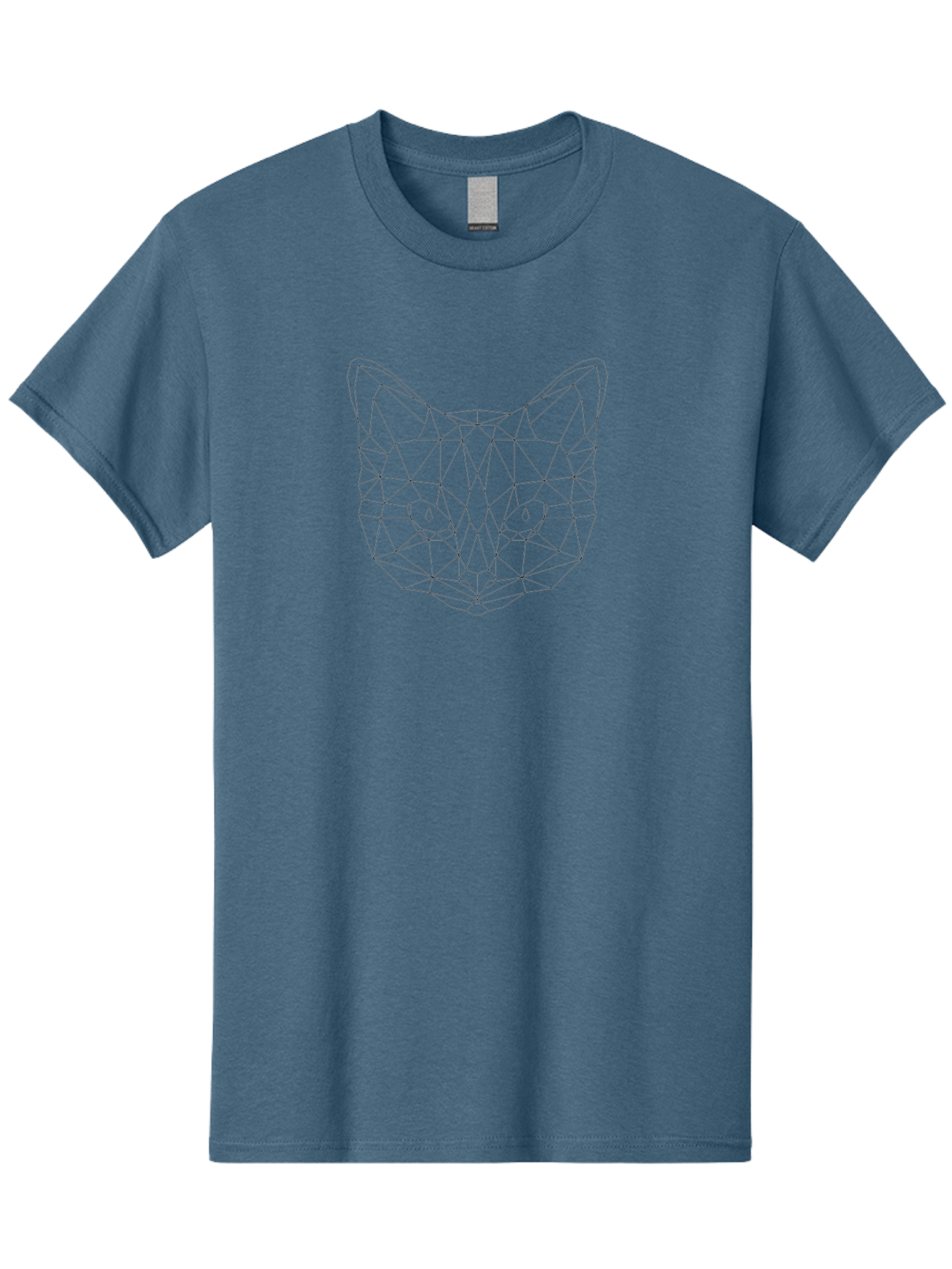 Geometric-Cat Men'S Graphic Tee, 100% Cotton, Comfortable Casual Summer Wear, Machine Washable, Geometric Cat Face, Low Poly Art, Minimalist Design, Modern Illustration, Abstract Animal Portrait, Cat Silhouette, Angular Lines, Cat Eyes - Aaa691 25