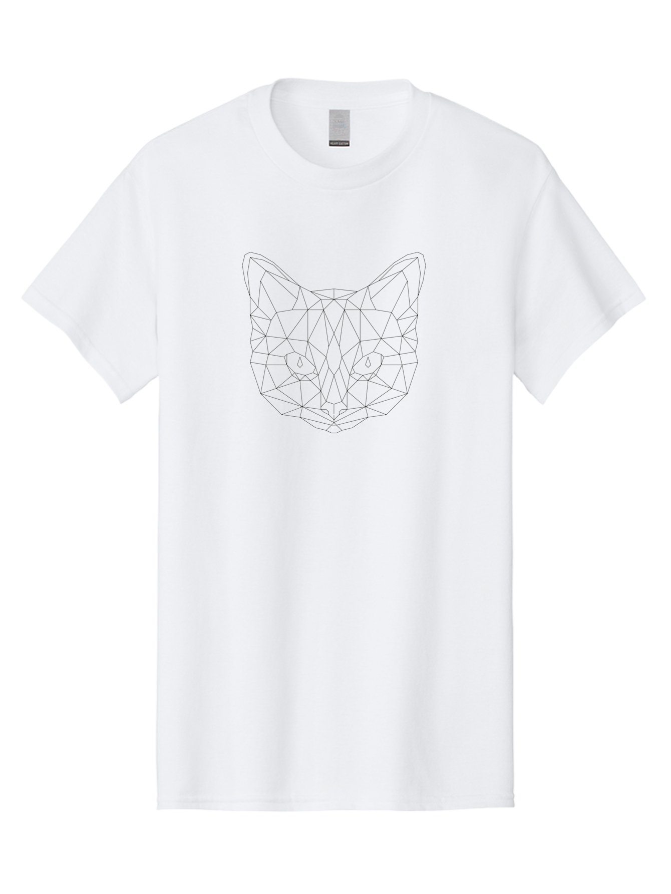 Geometric-Cat Men'S Graphic Tee, 100% Cotton, Comfortable Casual Summer Wear, Machine Washable, Geometric Cat Face, Low Poly Art, Minimalist Design, Modern Illustration, Abstract Animal Portrait, Cat Silhouette, Angular Lines, Cat Eyes - Aaa691 5