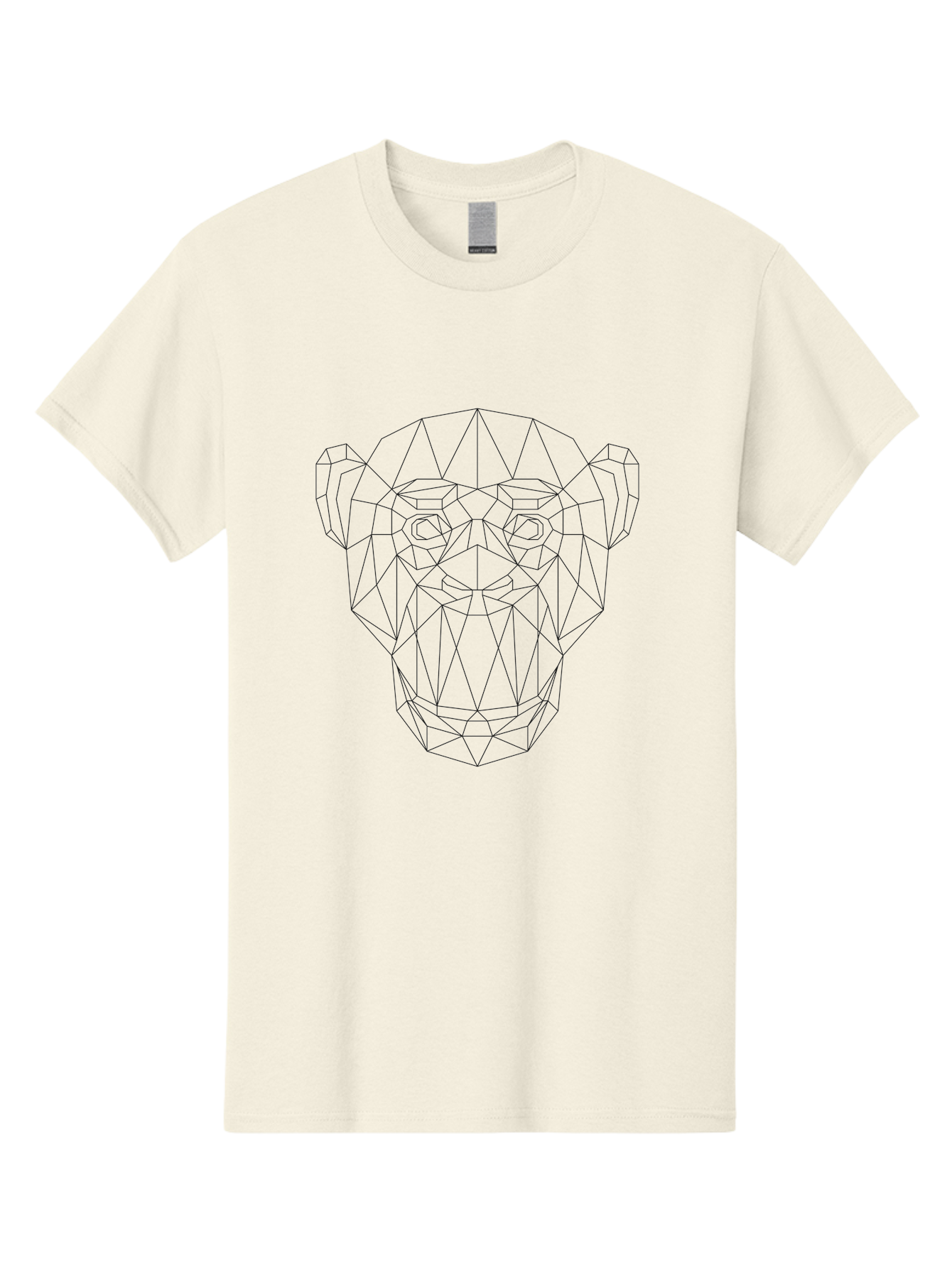 Geometric-Monkey-Head Men'S Graphic Tee, 100% Cotton, Comfortable Casual Summer Wear, Machine Washable, Low Poly Art, Geometric Monkey Face, Wireframe Design, Minimalist Style, Modern Graphics, Abstract Animal, Digital Illustration, - Aaa706 17