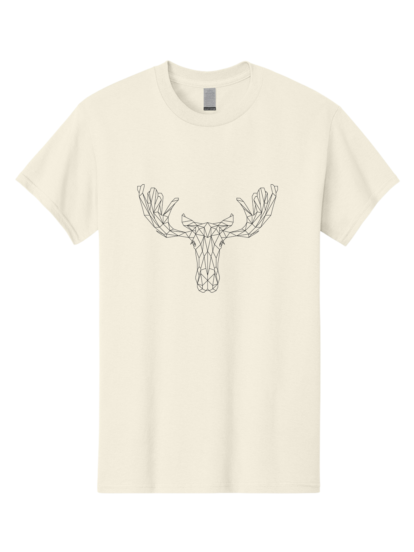 Geometric-Moose-Head Men'S Graphic Tee, 100% Cotton, Comfortable Casual Summer Wear, Machine Washable, Geometric Moose Head, Low Poly Art, Wireframe Design, Minimalist Style, Modern Graphics, Animal Illustration, Abstract Art - Aaa707 17