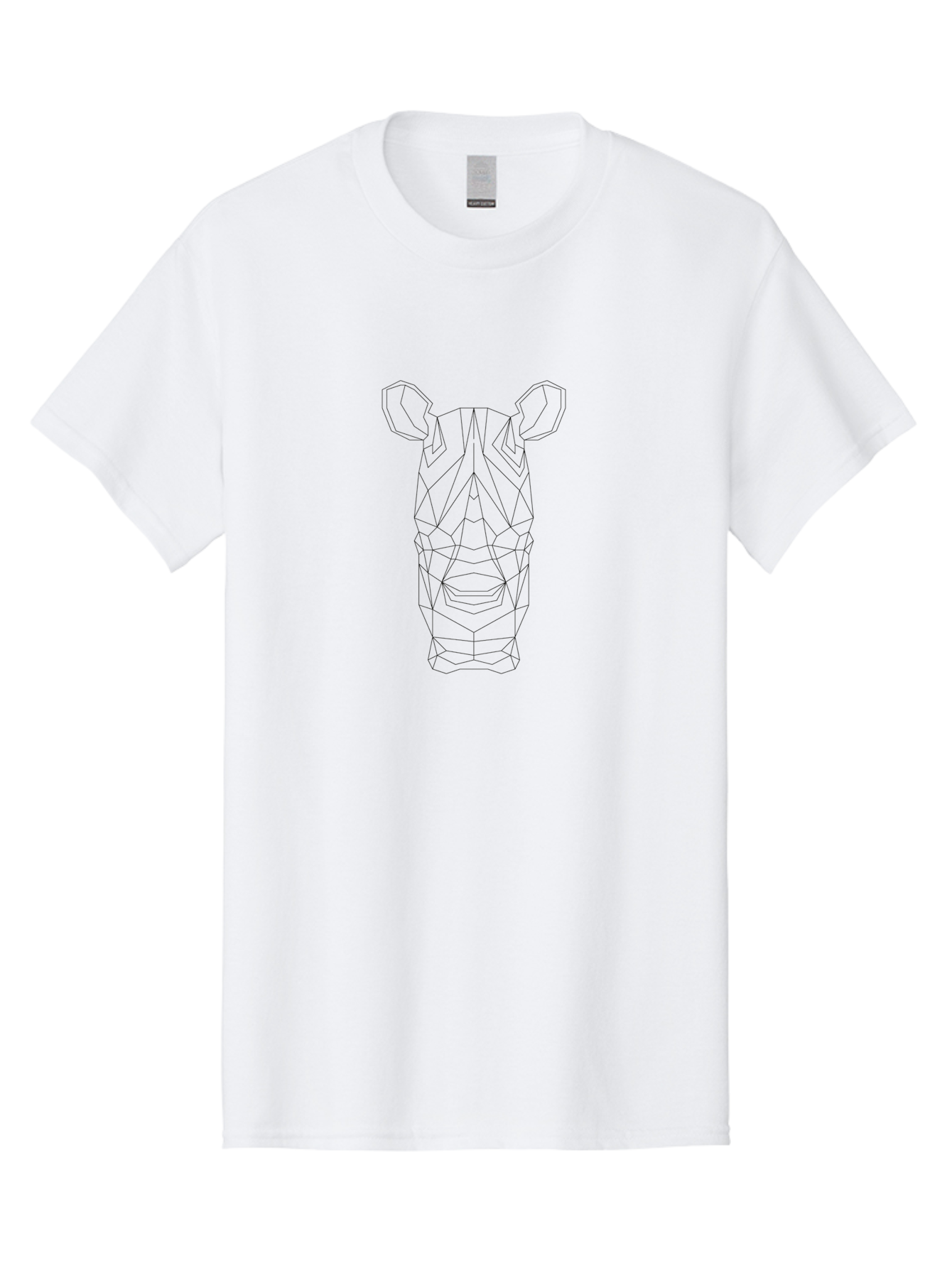 Geometric-Rhino-Head Men'S Graphic Tee, 100% Cotton, Comfortable Casual Summer Wear, Machine Washable, Geometric Art, Rhinoceros, Wildlife, Abstract Design, Modern Illustration, Minimalist Style, Black And White, Low Poly, Animal Art, - Aaa710 29