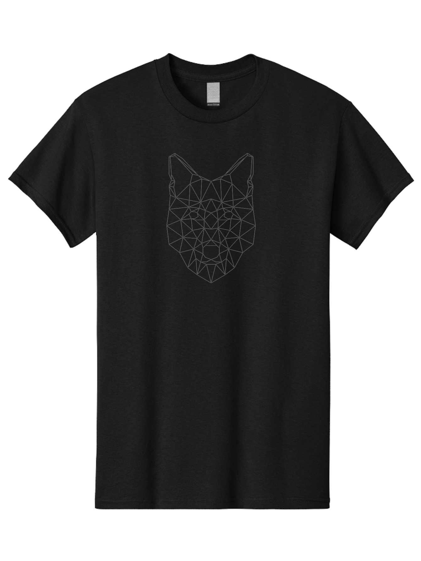 Geometric-Wolf-Head-2 Men'S Graphic Tee, 100% Cotton, Comfortable Casual Summer Wear, Machine Washable, Geometric Wolf, Wolf Head, Modern Art, Low Poly, Minimalist Design, Animal Face, Futuristic Style, Polygon Art, Wireframe - Aaa714 3