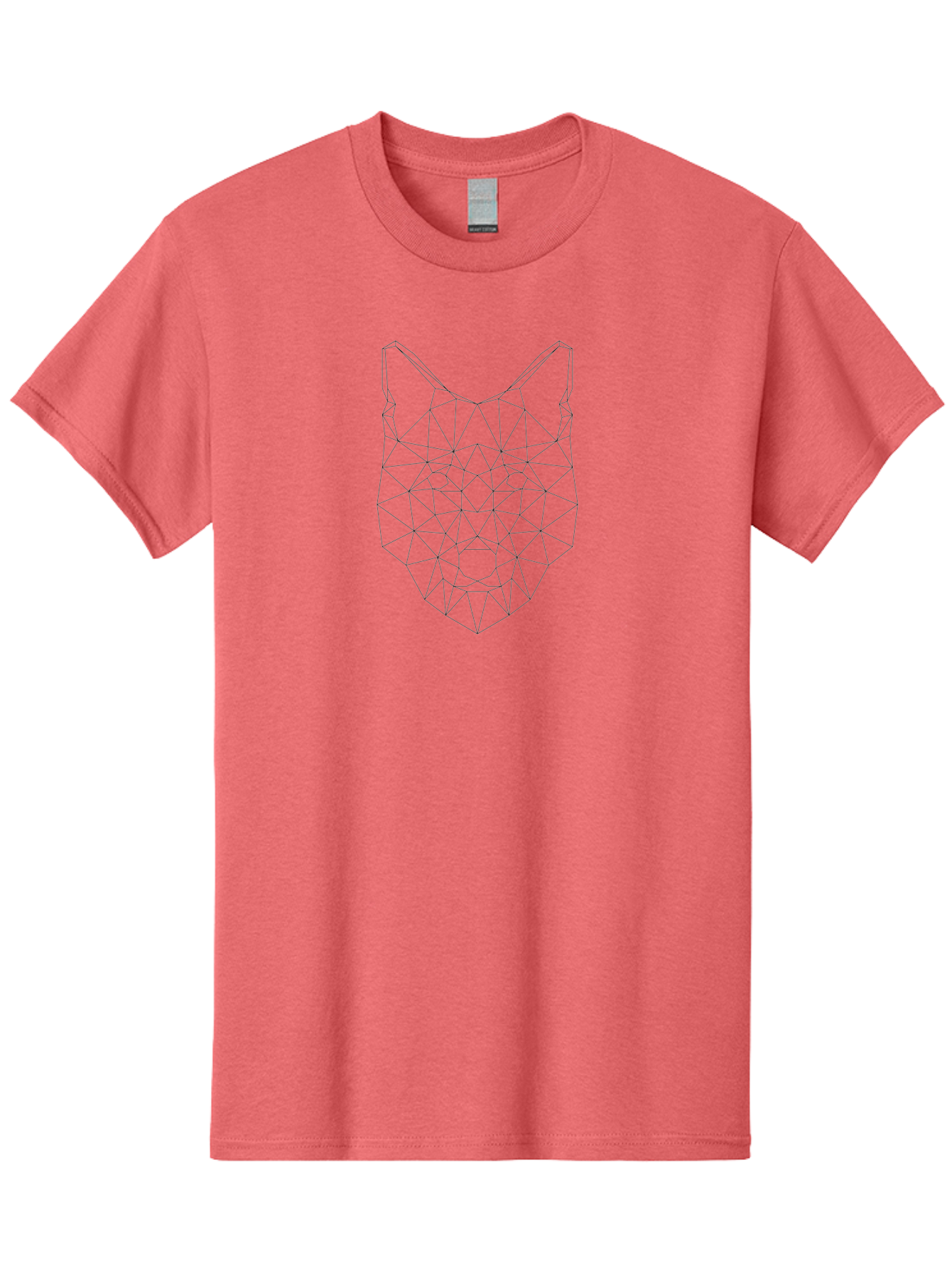Geometric-Wolf-Head-2 Men'S Graphic Tee, 100% Cotton, Comfortable Casual Summer Wear, Machine Washable, Geometric Wolf, Wolf Head, Modern Art, Low Poly, Minimalist Design, Animal Face, Futuristic Style, Polygon Art, Wireframe - Aaa714 19