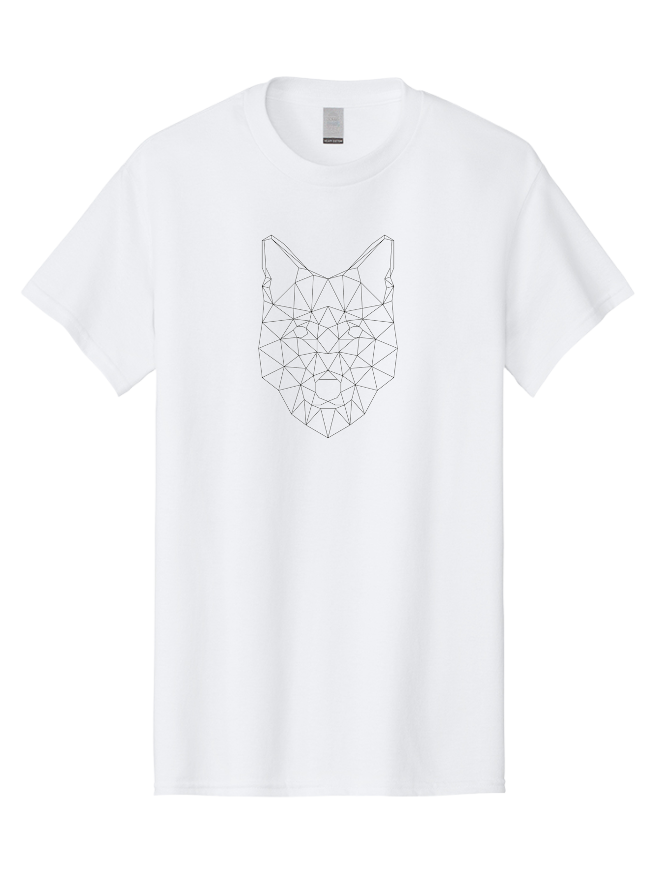 Geometric-Wolf-Head-2 Men'S Graphic Tee, 100% Cotton, Comfortable Casual Summer Wear, Machine Washable, Geometric Wolf, Wolf Head, Modern Art, Low Poly, Minimalist Design, Animal Face, Futuristic Style, Polygon Art, Wireframe - Aaa714 5