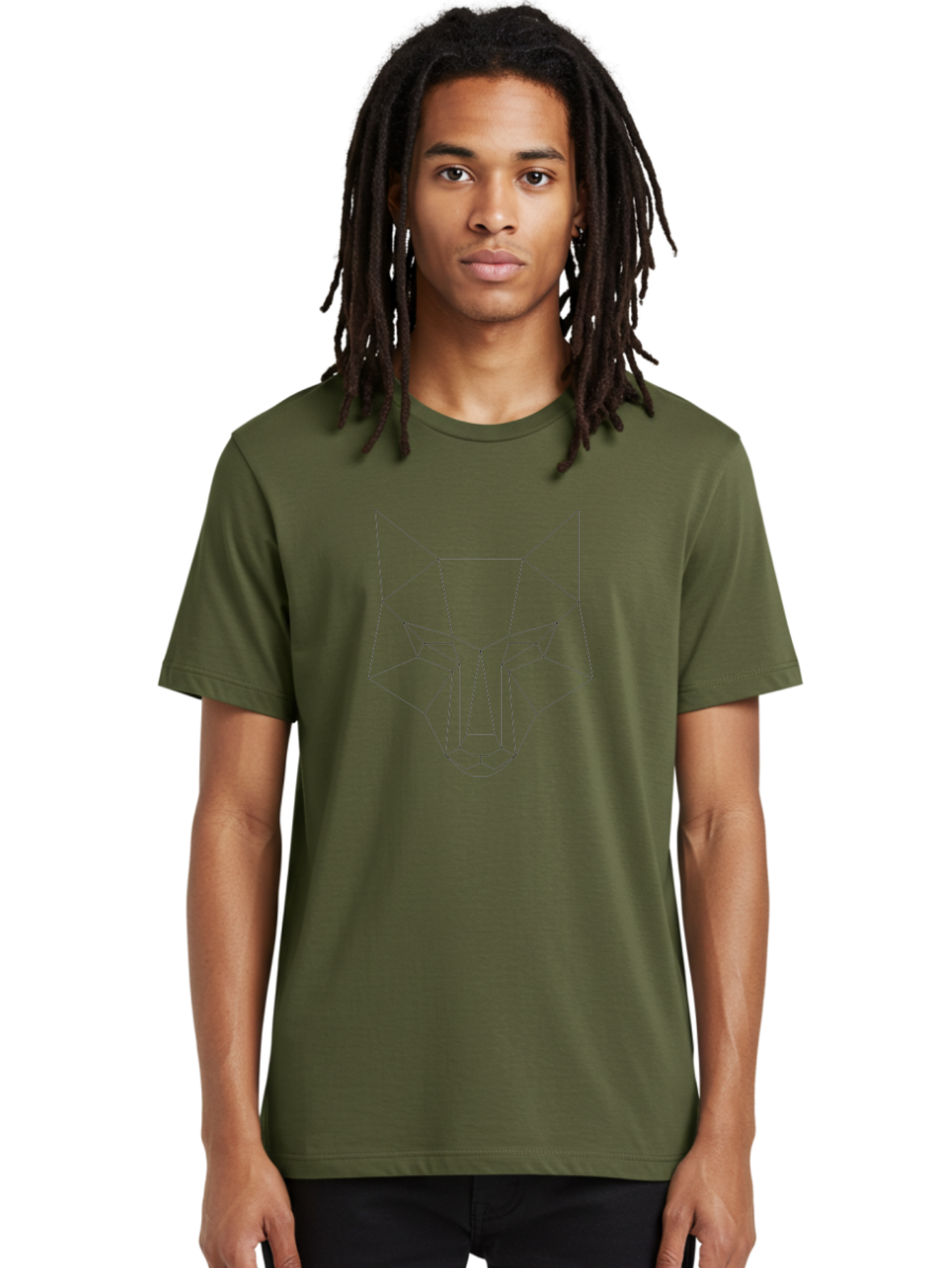 Geometric-Wolf-Head-4 Men'S Graphic Tee, 100% Cotton, Comfortable Casual Summer Wear, Machine Washable, Geometric Art, Wolf Face, Low Poly, Modern Design, Minimalist Style, Black Lines, Abstract Animal, Wildlife Inspiration, - Aaa716 30