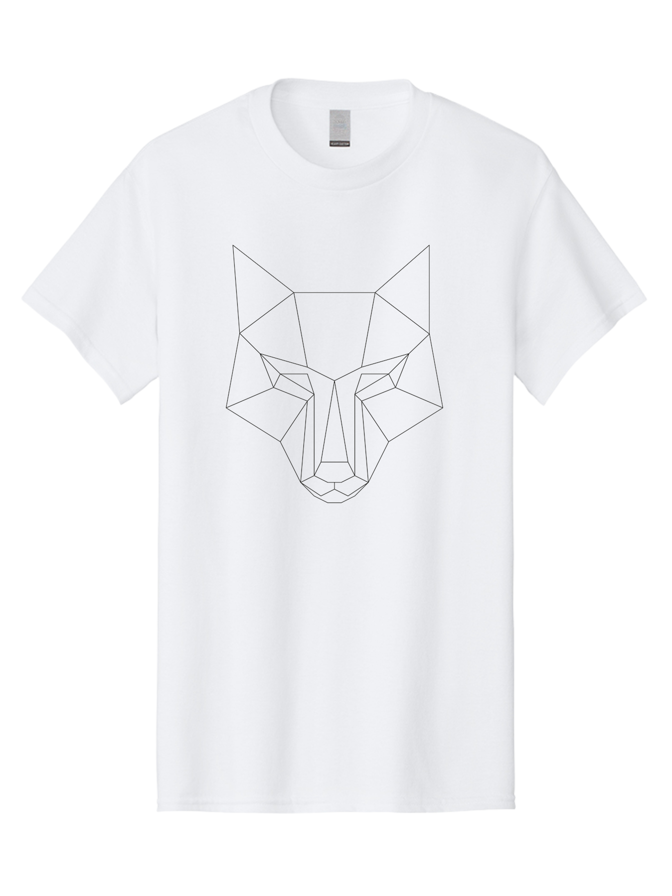 Geometric-Wolf-Head-4 Men'S Graphic Tee, 100% Cotton, Comfortable Casual Summer Wear, Machine Washable, Geometric Art, Wolf Face, Low Poly, Modern Design, Minimalist Style, Black Lines, Abstract Animal, Wildlife Inspiration, - Aaa716 5