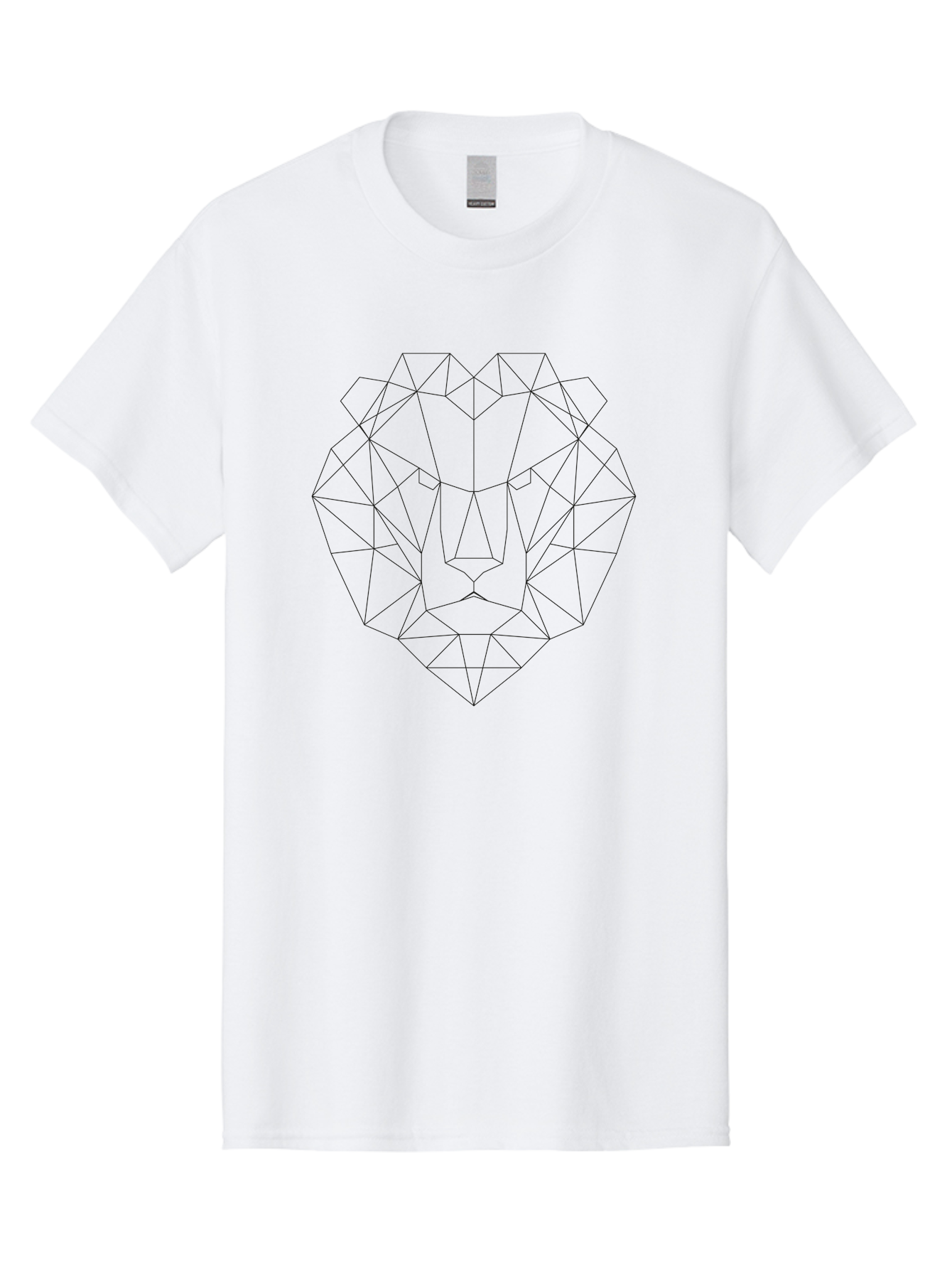 Lion-Head Men'S Graphic Tee, 100% Cotton, Comfortable Casual Summer Wear, Machine Washable, Geometric Lion Head, Wireframe Art, Low Poly Design, Modern Illustration, Abstract Animal Art, Minimalist Graphics, Black Outline, Stylized Lion - Aaa724 29