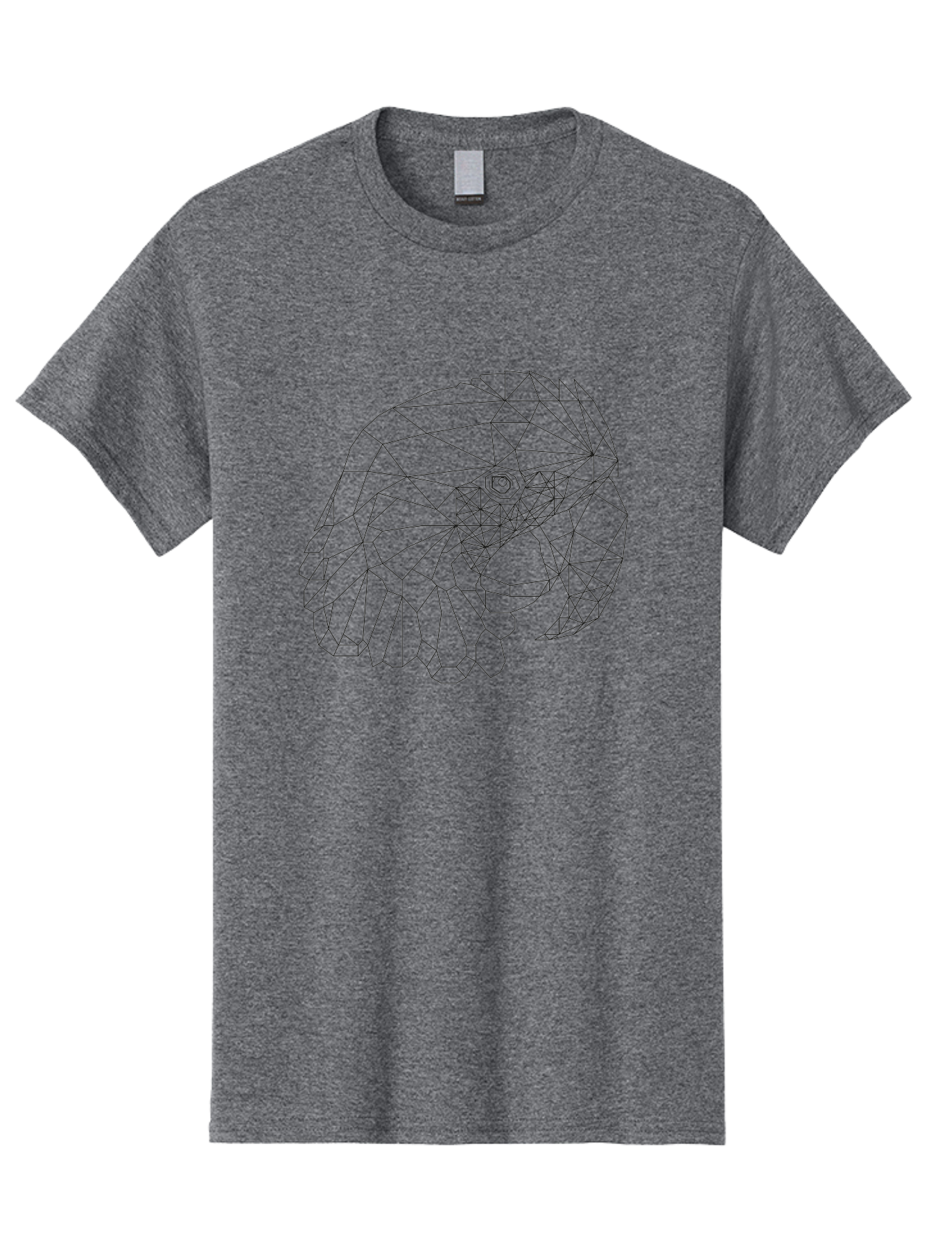 Low-Poly-Elephant-Head Men'S Graphic Tee, 100% Cotton, Comfortable Casual Summer Wear, Machine Washable, Low Poly Art, Geometric Design, Ram Skull Illustration, Abstract Animal Art, Minimalist Design, Modern Artwork, Stylized Ram Head, - Aaa727 25