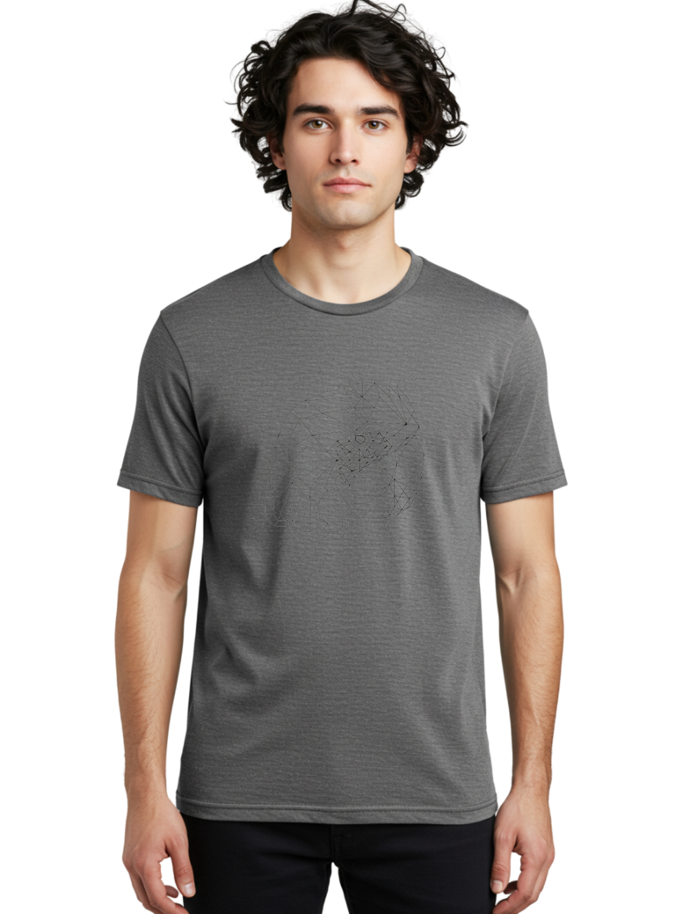 Low-Poly-Elephant-Head Men'S Graphic Tee, 100% Cotton, Comfortable Casual Summer Wear, Machine Washable, Low Poly Art, Geometric Design, Ram Skull Illustration, Abstract Animal Art, Minimalist Design, Modern Artwork, Stylized Ram Head, - Aaa727 26