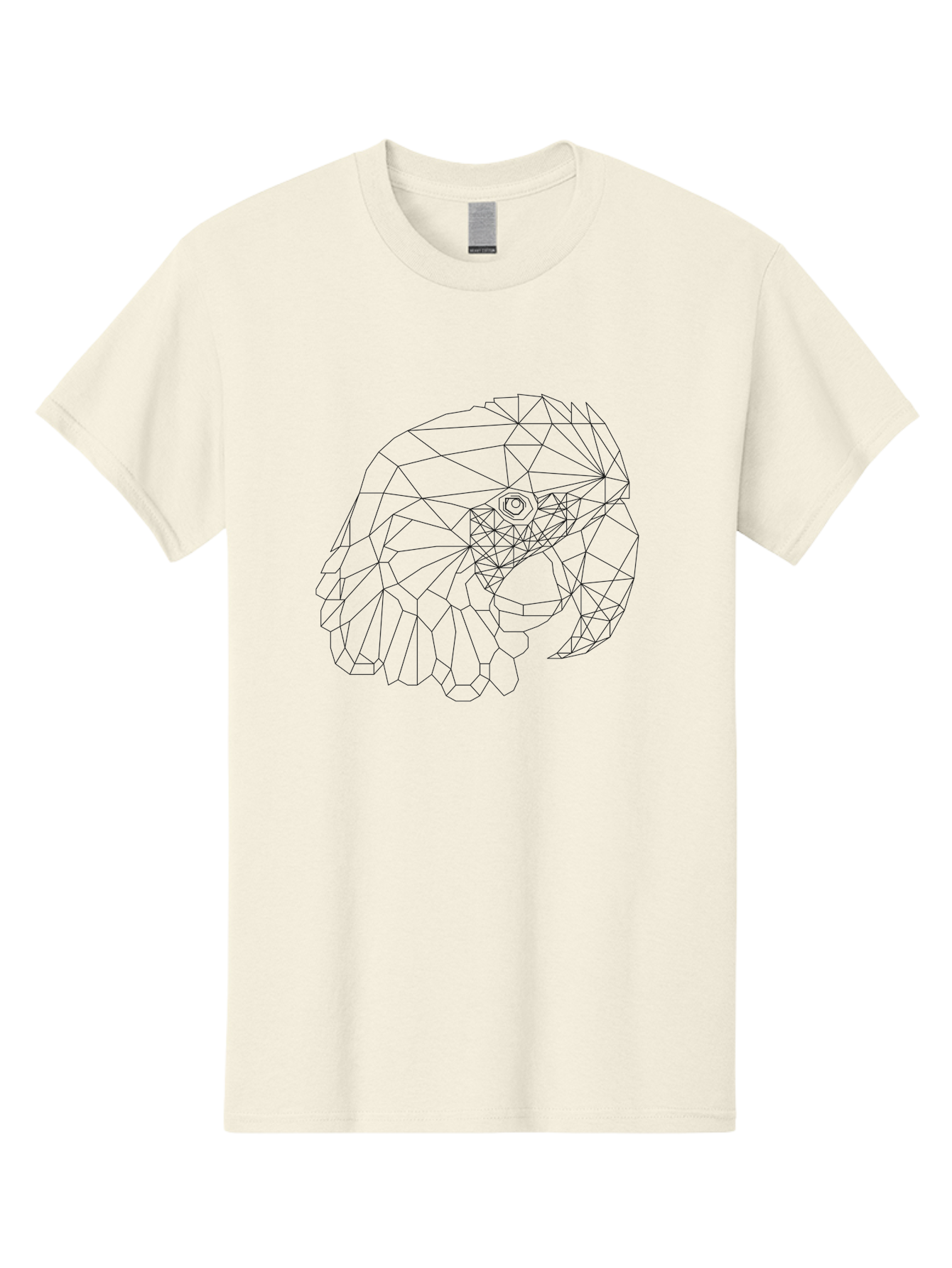 Low-Poly-Elephant-Head Men'S Graphic Tee, 100% Cotton, Comfortable Casual Summer Wear, Machine Washable, Low Poly Art, Geometric Design, Ram Skull Illustration, Abstract Animal Art, Minimalist Design, Modern Artwork, Stylized Ram Head, - Aaa727 27