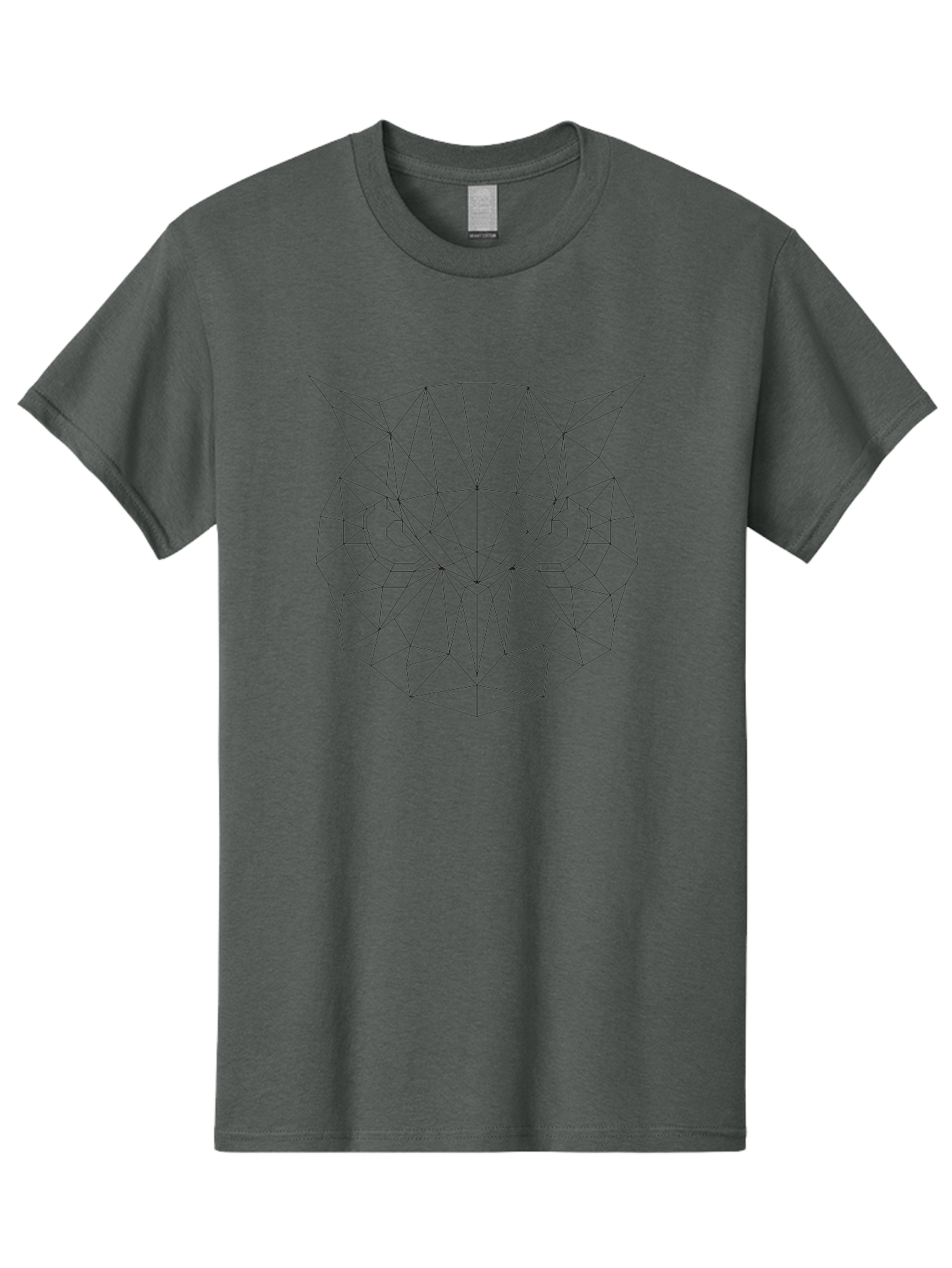 Owl-Face Men'S Graphic Tee, 100% Cotton, Comfortable Casual Summer Wear, Machine Washable, Geometric Cat Face, Low-Poly Art, Minimalist Design, Modern Graphics, Feline Features, Sharp Lines, Digital Illustration, Cat Silhouette - Aaa731 21