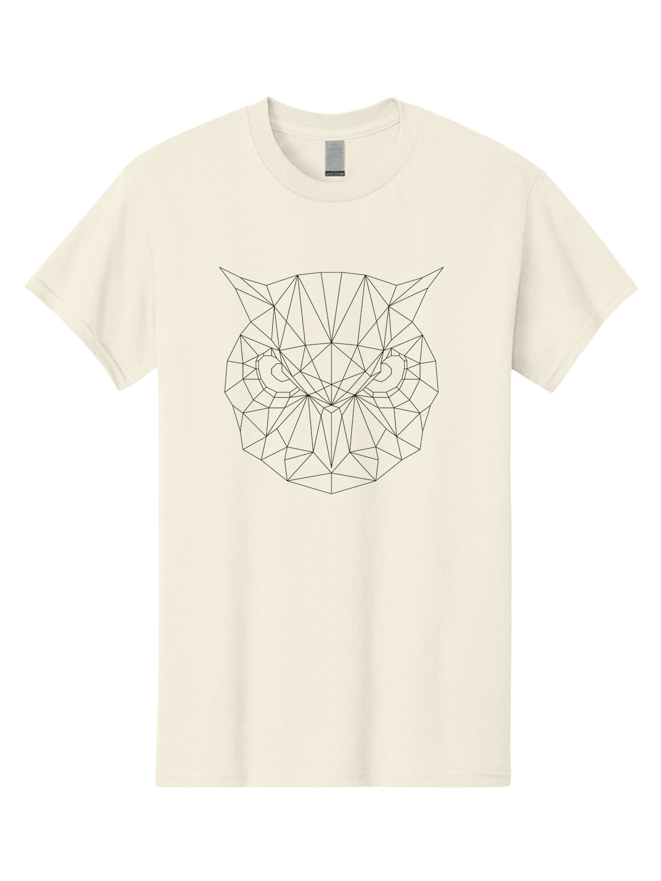 Owl-Face Men'S Graphic Tee, 100% Cotton, Comfortable Casual Summer Wear, Machine Washable, Geometric Cat Face, Low-Poly Art, Minimalist Design, Modern Graphics, Feline Features, Sharp Lines, Digital Illustration, Cat Silhouette - Aaa731 13