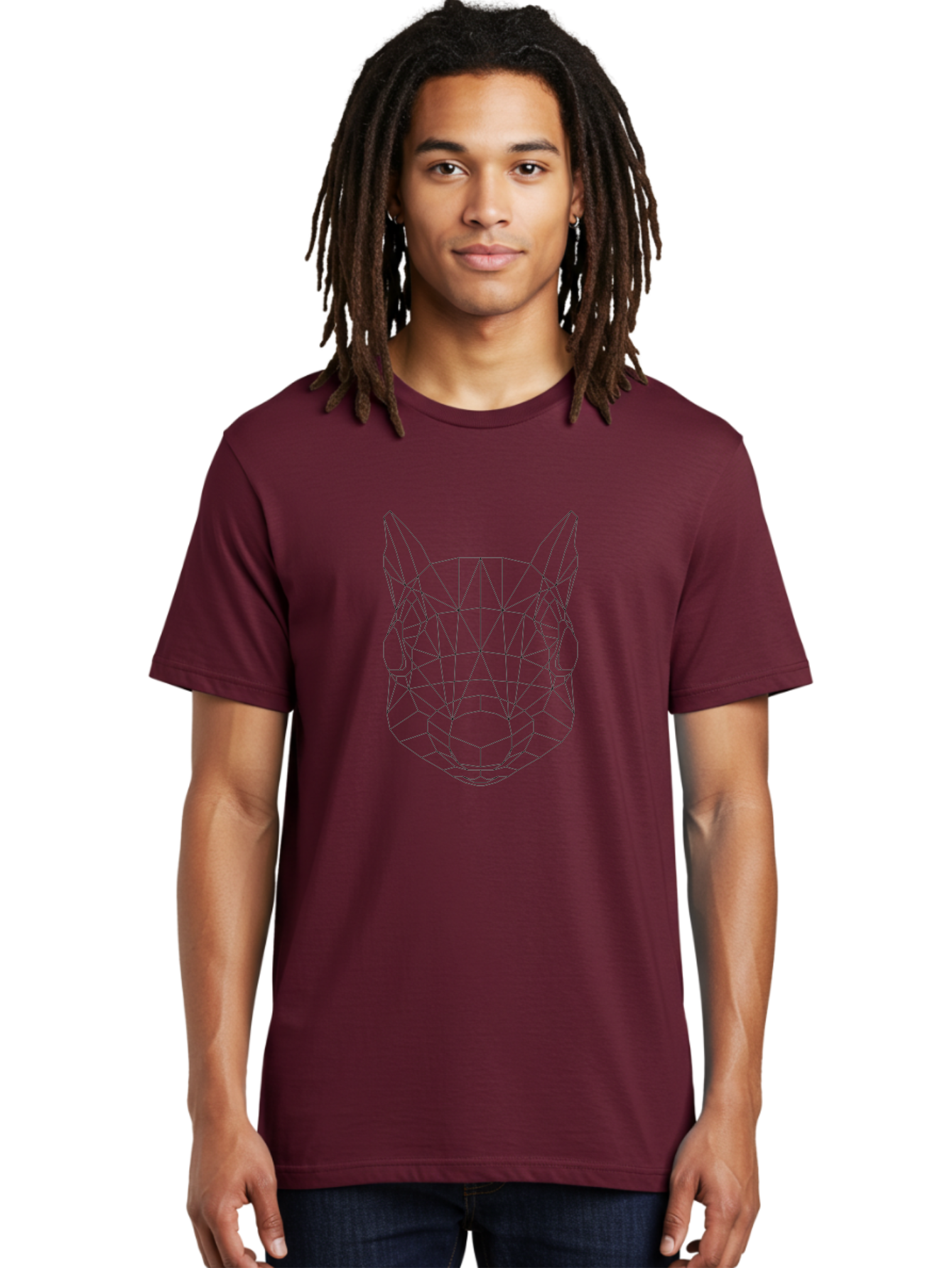 Wolf-Head Men'S Graphic Tee, 100% Cotton, Comfortable Casual Summer Wear, Machine Washable, Wolf Head, Low Poly Art, Geometric Design, Modern Illustration, Futuristic Style, Digital Graphics, Abstract Animal, Polygon Mesh - Aaa739 18