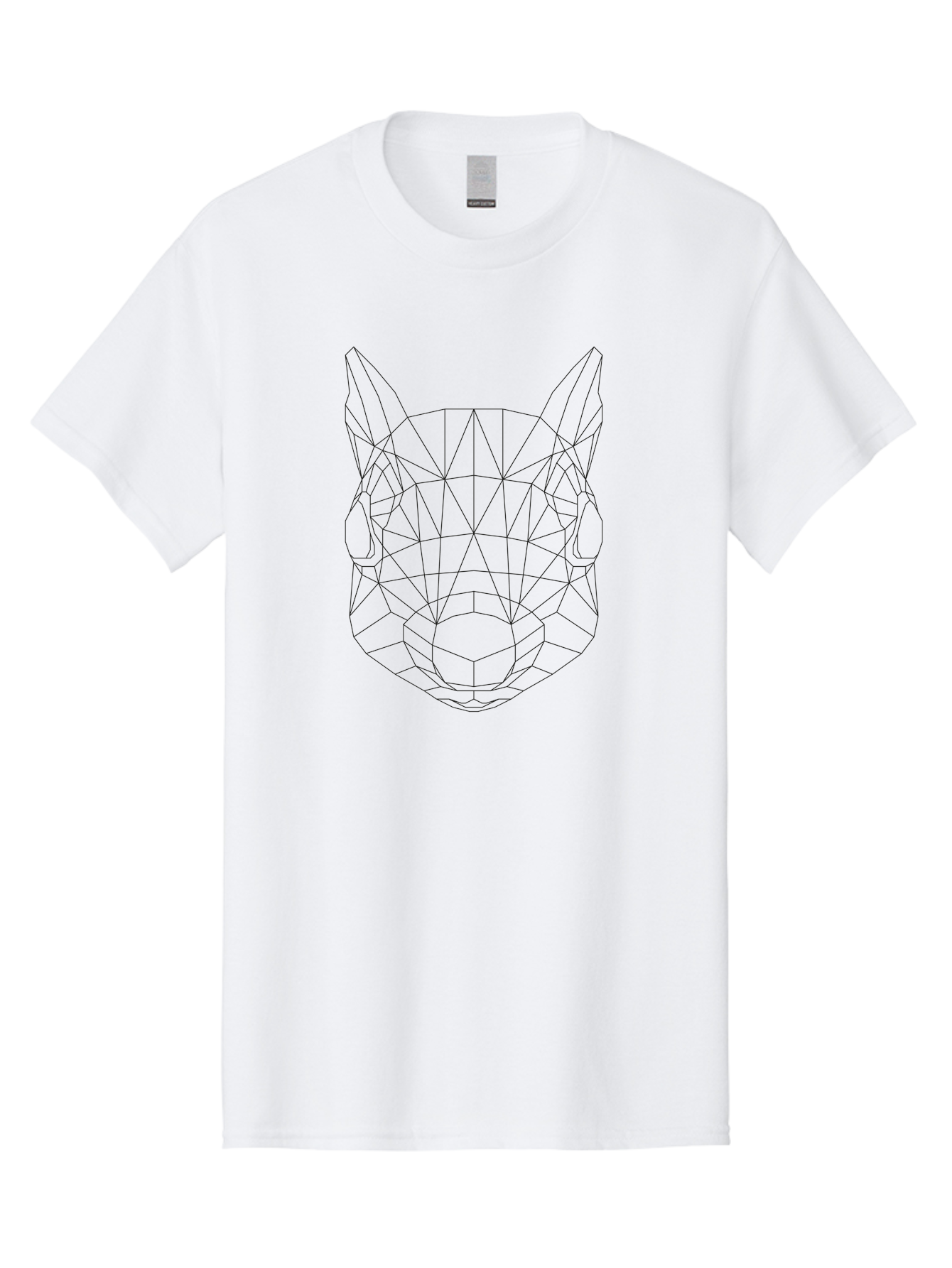Wolf-Head Men'S Graphic Tee, 100% Cotton, Comfortable Casual Summer Wear, Machine Washable, Wolf Head, Low Poly Art, Geometric Design, Modern Illustration, Futuristic Style, Digital Graphics, Abstract Animal, Polygon Mesh - Aaa739 25