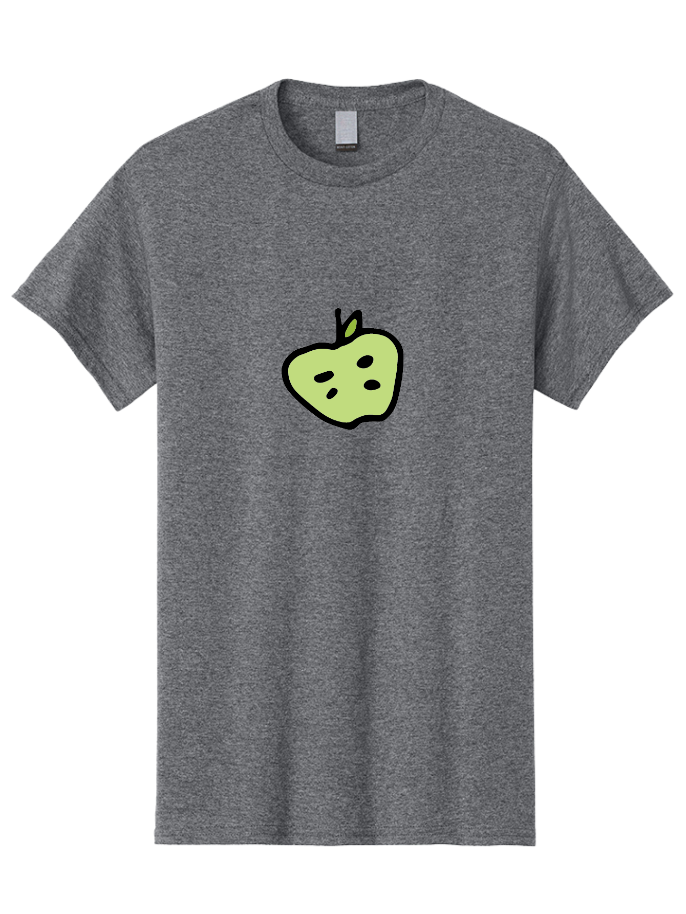 Apple Men'S Graphic Tee, 100% Cotton, Comfortable Casual Summer Wear, Machine Washable, Cartoon Apple, Simple Illustration, Green Apple, Black Outline, Leafy Stem, Seeded Fruit, Digital Art, Cute Design - Aaa740 19