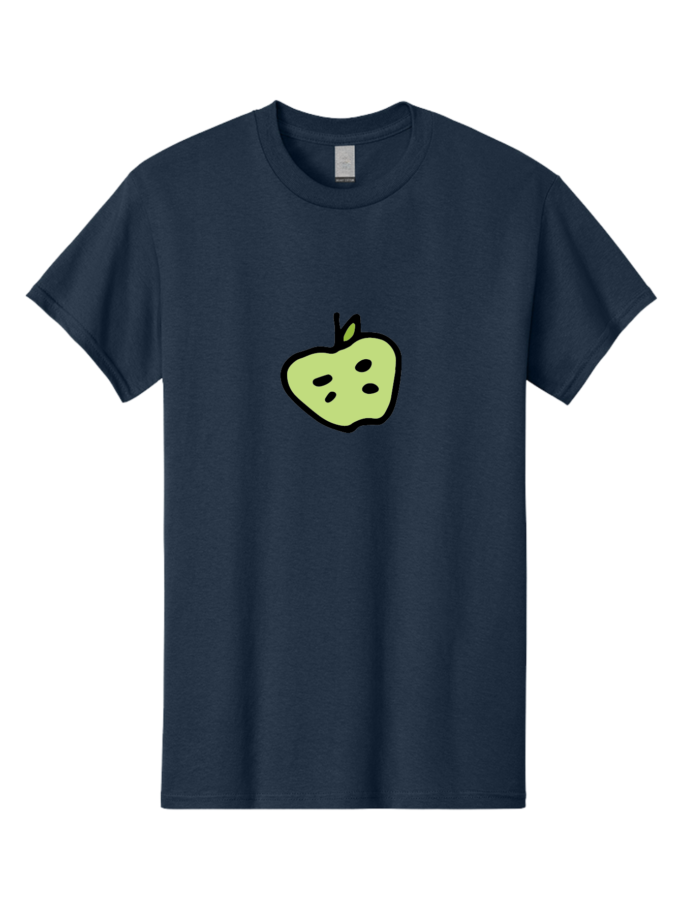 Apple Men'S Graphic Tee, 100% Cotton, Comfortable Casual Summer Wear, Machine Washable, Cartoon Apple, Simple Illustration, Green Apple, Black Outline, Leafy Stem, Seeded Fruit, Digital Art, Cute Design - Aaa740 23