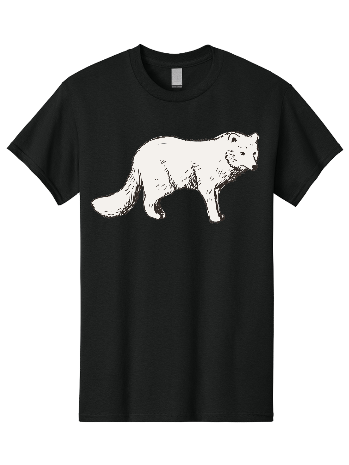 Arctic-Fox Men'S Graphic Tee, 100% Cotton, Comfortable Casual Summer Wear, Machine Washable, Arctic Fox, White Fur, Wild Animal, Wildlife Illustration, Cartoon Style, Simple Lines, Hand-Drawn, Furry Texture, Animal Portrait - Aaa741 7