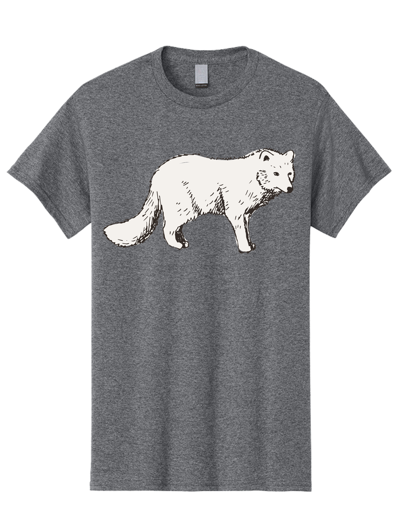 Arctic-Fox Men'S Graphic Tee, 100% Cotton, Comfortable Casual Summer Wear, Machine Washable, Arctic Fox, White Fur, Wild Animal, Wildlife Illustration, Cartoon Style, Simple Lines, Hand-Drawn, Furry Texture, Animal Portrait - Aaa741 29