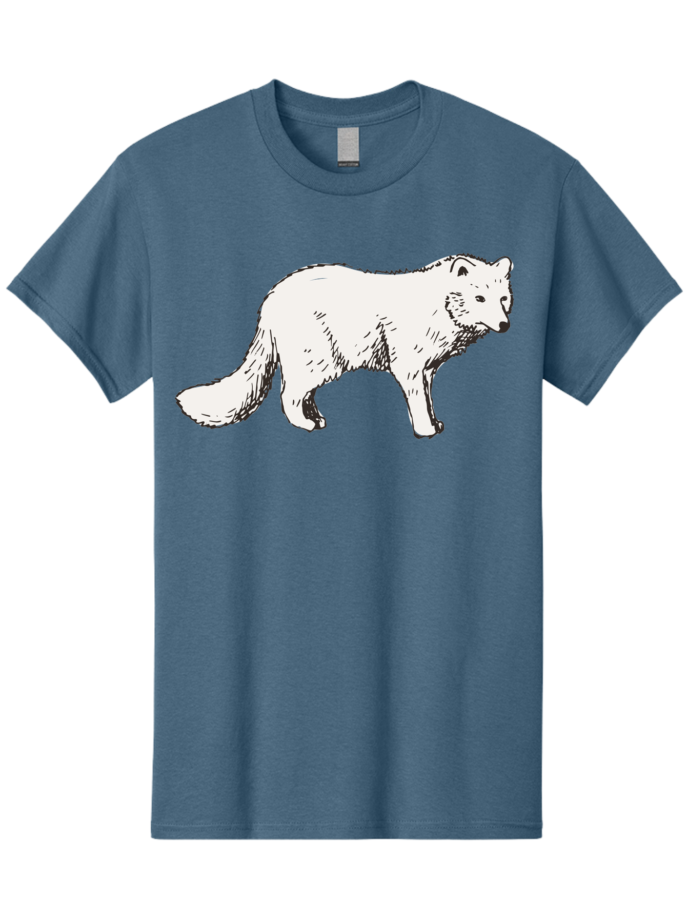 Arctic-Fox Men'S Graphic Tee, 100% Cotton, Comfortable Casual Summer Wear, Machine Washable, Arctic Fox, White Fur, Wild Animal, Wildlife Illustration, Cartoon Style, Simple Lines, Hand-Drawn, Furry Texture, Animal Portrait - Aaa741 9