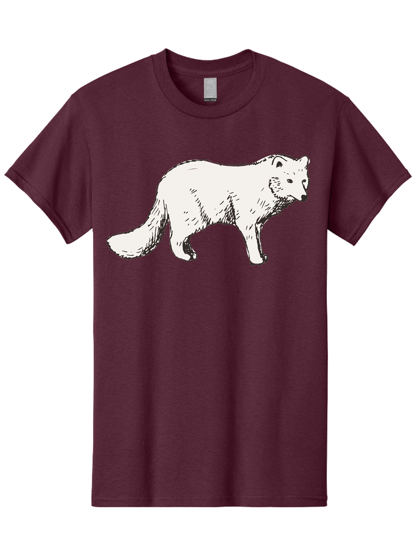 Arctic-Fox Men'S Graphic Tee, 100% Cotton, Comfortable Casual Summer Wear, Machine Washable, Arctic Fox, White Fur, Wild Animal, Wildlife Illustration, Cartoon Style, Simple Lines, Hand-Drawn, Furry Texture, Animal Portrait - Aaa741 15