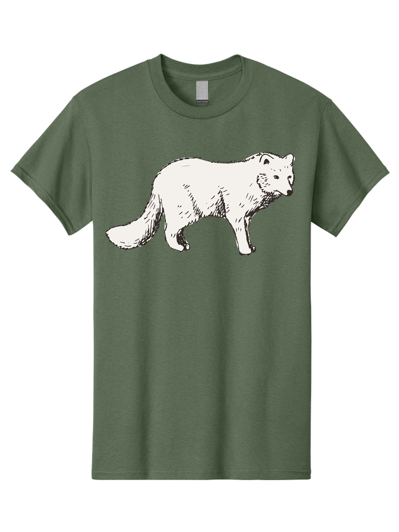 Arctic-Fox Men'S Graphic Tee, 100% Cotton, Comfortable Casual Summer Wear, Machine Washable, Arctic Fox, White Fur, Wild Animal, Wildlife Illustration, Cartoon Style, Simple Lines, Hand-Drawn, Furry Texture, Animal Portrait - Aaa741 27