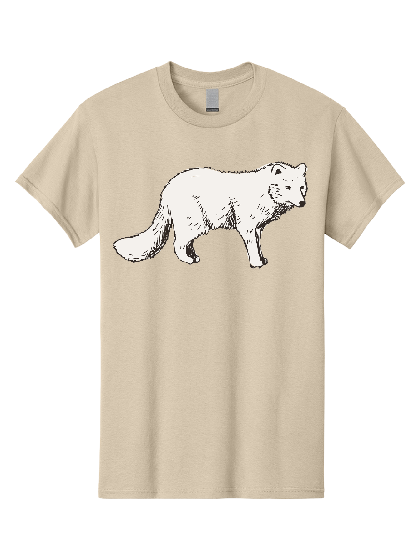 Arctic-Fox Men'S Graphic Tee, 100% Cotton, Comfortable Casual Summer Wear, Machine Washable, Arctic Fox, White Fur, Wild Animal, Wildlife Illustration, Cartoon Style, Simple Lines, Hand-Drawn, Furry Texture, Animal Portrait - Aaa741 23