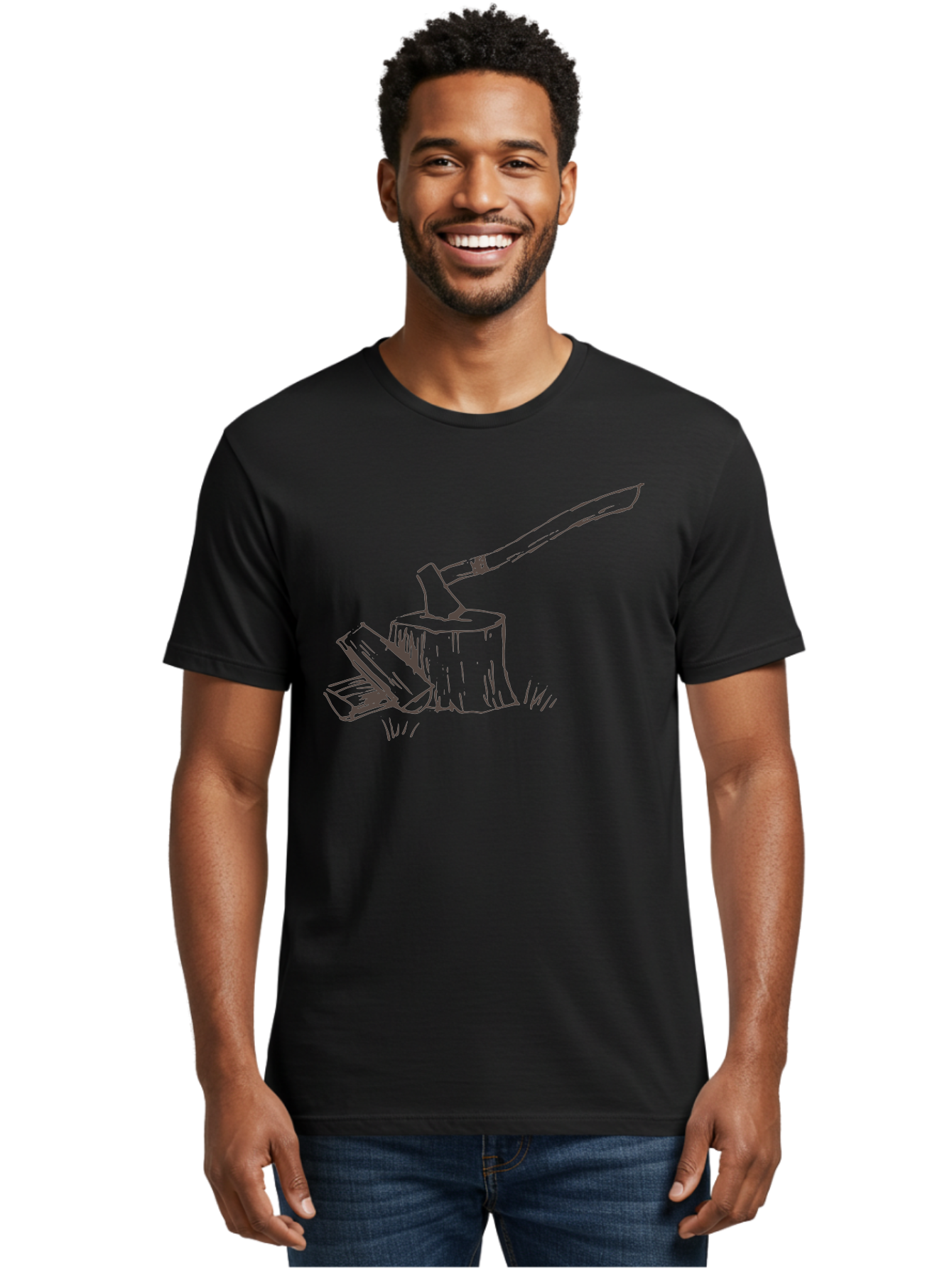 Axe-Chopping-Wood Men'S Graphic Tee, 100% Cotton, Comfortable Casual Summer Wear, Machine Washable, Axe On Chopping Block, Chopping Wood, Log Splitting, Firewood Preparation, Rustic Tools, Outdoor Activity, Axe Handle, Wooden Stump - Aaa749 30