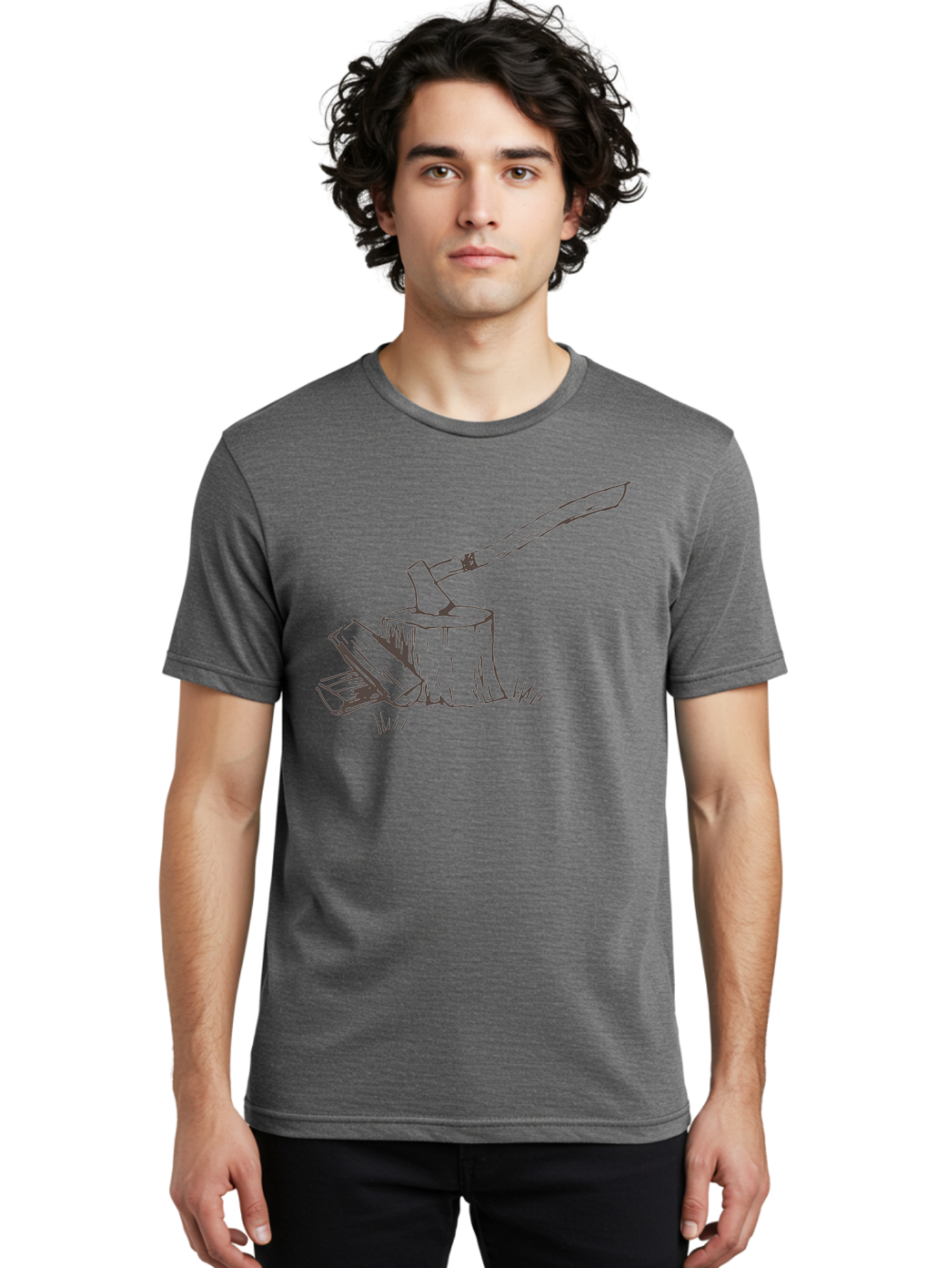 Axe-Chopping-Wood Men'S Graphic Tee, 100% Cotton, Comfortable Casual Summer Wear, Machine Washable, Axe On Chopping Block, Chopping Wood, Log Splitting, Firewood Preparation, Rustic Tools, Outdoor Activity, Axe Handle, Wooden Stump - Aaa749 28