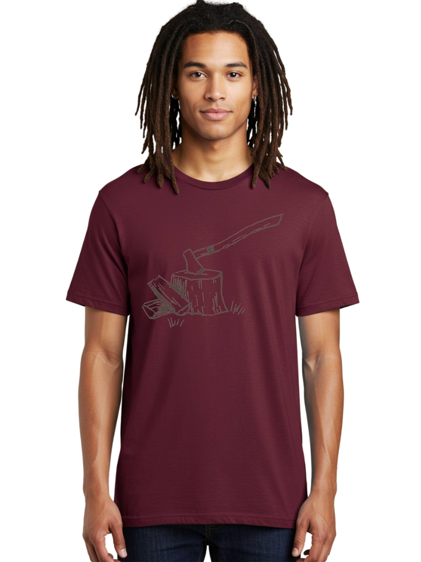 Axe-Chopping-Wood Men'S Graphic Tee, 100% Cotton, Comfortable Casual Summer Wear, Machine Washable, Axe On Chopping Block, Chopping Wood, Log Splitting, Firewood Preparation, Rustic Tools, Outdoor Activity, Axe Handle, Wooden Stump - Aaa749 26