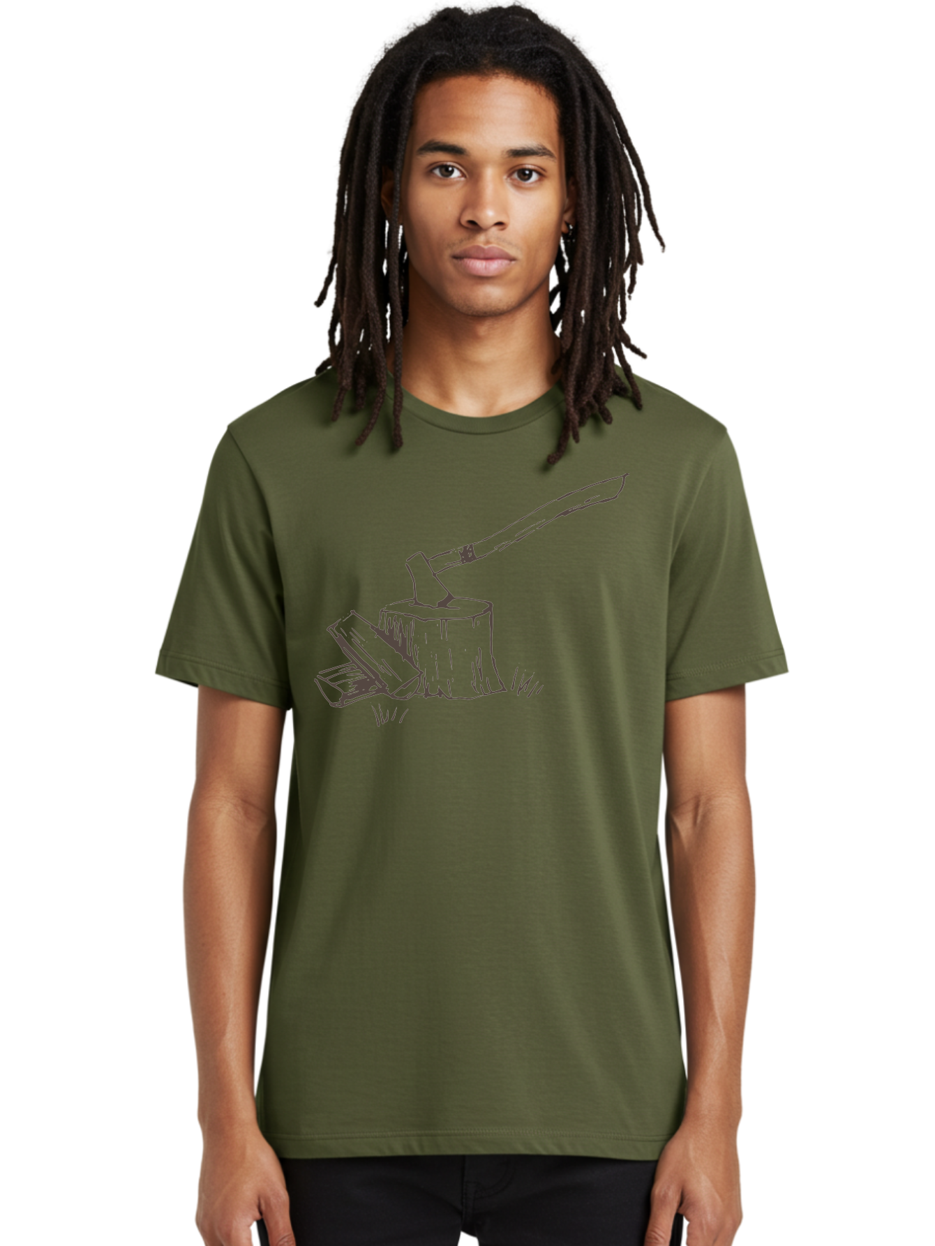 Axe-Chopping-Wood Men'S Graphic Tee, 100% Cotton, Comfortable Casual Summer Wear, Machine Washable, Axe On Chopping Block, Chopping Wood, Log Splitting, Firewood Preparation, Rustic Tools, Outdoor Activity, Axe Handle, Wooden Stump - Aaa749 2