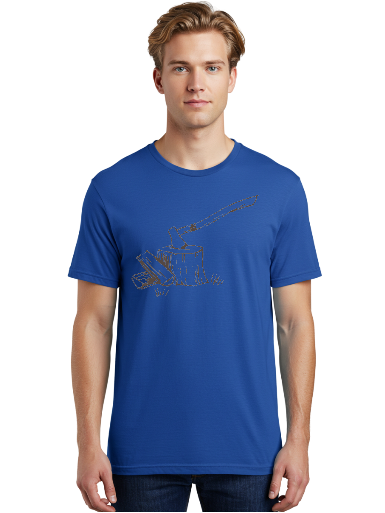 Axe-Chopping-Wood Men'S Graphic Tee, 100% Cotton, Comfortable Casual Summer Wear, Machine Washable, Axe On Chopping Block, Chopping Wood, Log Splitting, Firewood Preparation, Rustic Tools, Outdoor Activity, Axe Handle, Wooden Stump - Aaa749 12