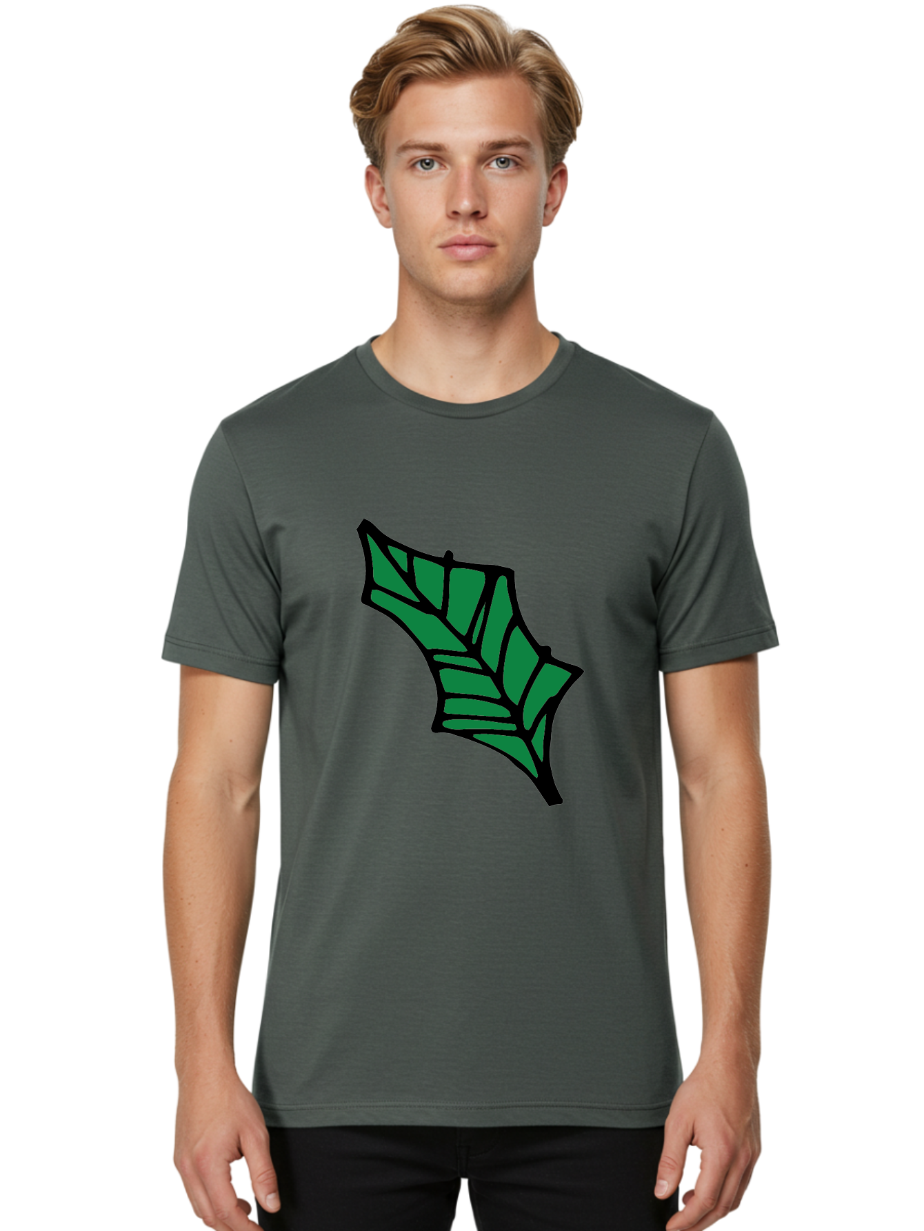 Bat-Wing-1 Men'S Graphic Tee, 100% Cotton, Comfortable Casual Summer Wear, Machine Washable, Bat, Black Outline, Green Fill, Abstract Shapes, Wing Pattern, Wildlife Art, Simple Design, Cartoon Style - Aaa751 18