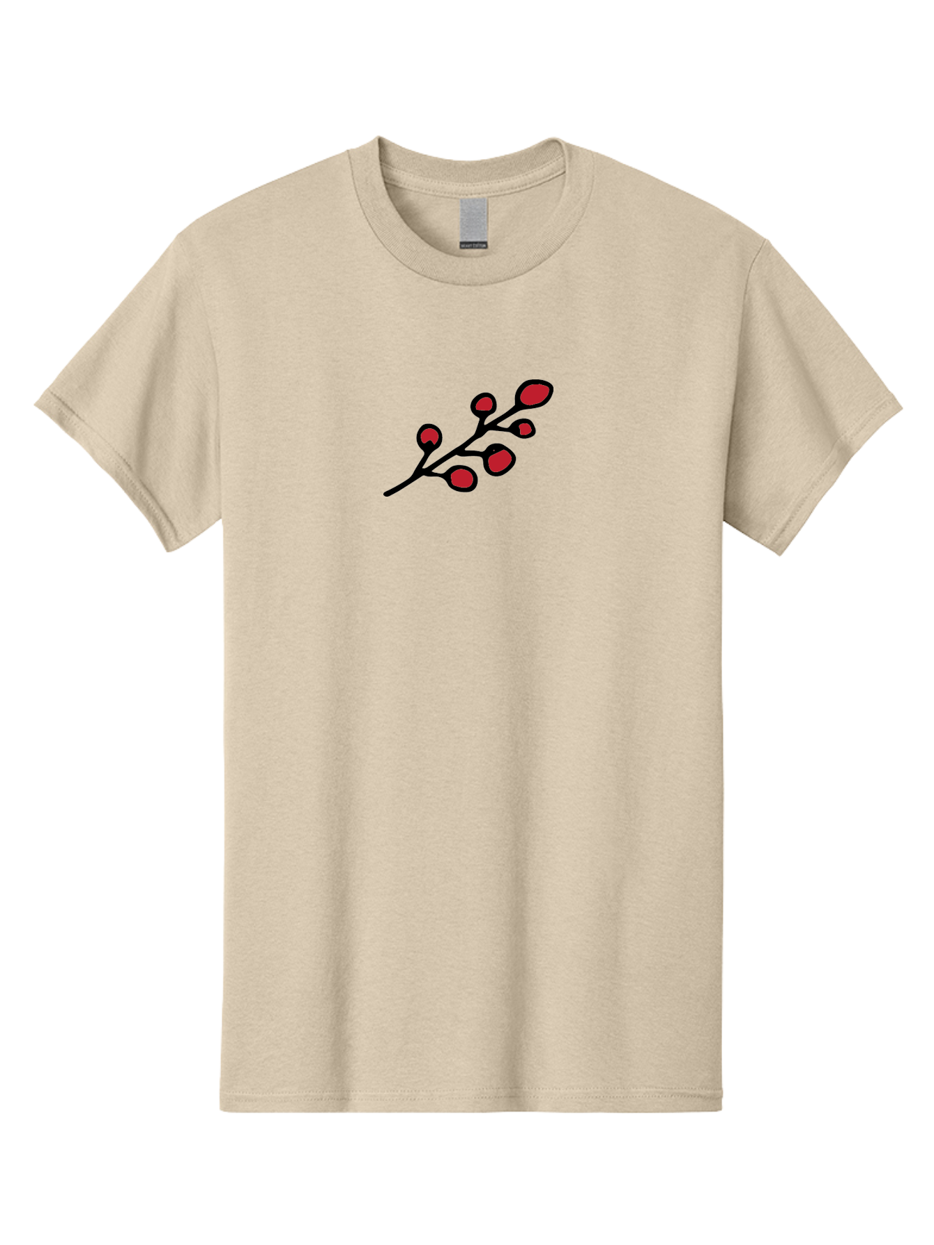 Berries-1 Men'S Graphic Tee, 100% Cotton, Comfortable Casual Summer Wear, Machine Washable, Black Stem, Red Bulbs, Abstract Design, Simple Graphics, Minimalist Art, Bold Colors, Modern Illustration - Aaa753 27