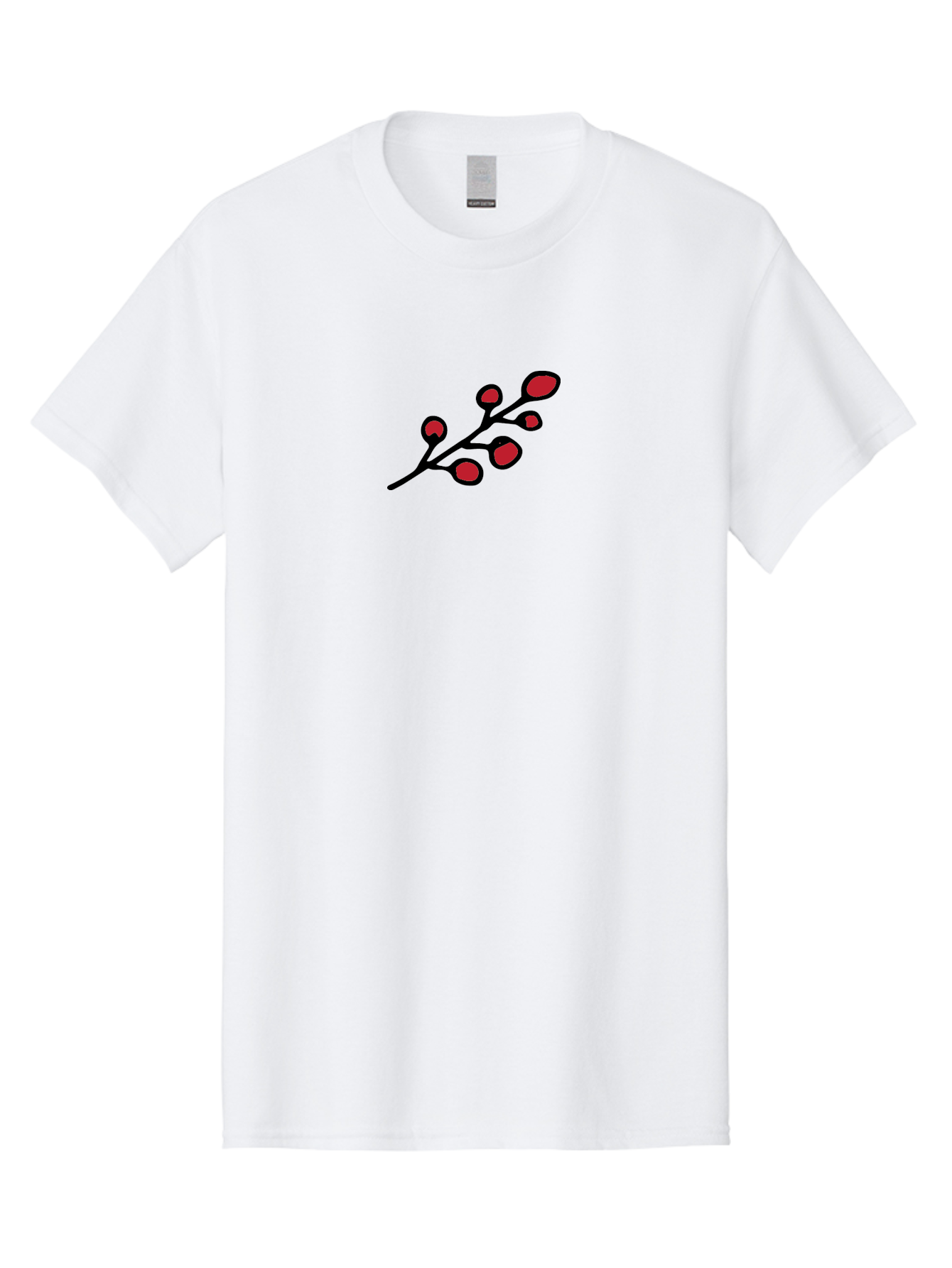 Berries-1 Men'S Graphic Tee, 100% Cotton, Comfortable Casual Summer Wear, Machine Washable, Black Stem, Red Bulbs, Abstract Design, Simple Graphics, Minimalist Art, Bold Colors, Modern Illustration - Aaa753 29