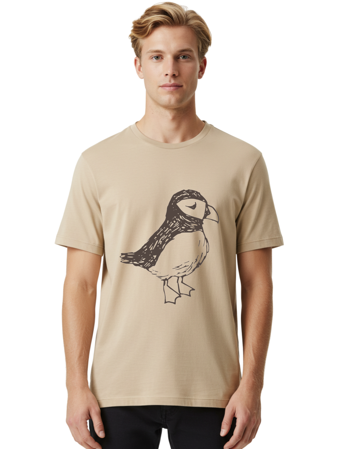 Bird Men'S Graphic Tee, 100% Cotton, Comfortable Casual Summer Wear, Machine Washable, Sketch Of Bird, Bird Drawing, Simple Art, Minimalist Design, Bird Species, Wildlife Illustration, Birdwatching, Nature Art - Aaa757 18