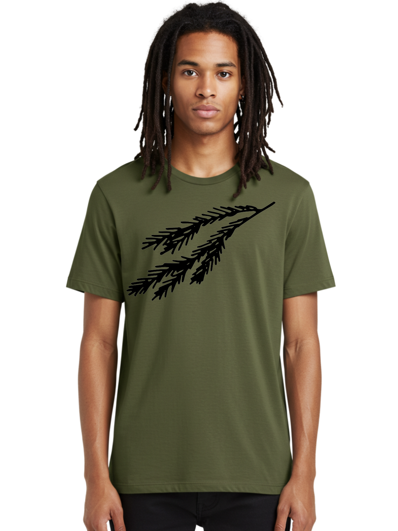 Black-Branches Men'S Graphic Tee, 100% Cotton, Comfortable Casual Summer Wear, Machine Washable, Fir Branch Silhouette, Black Fir Branch, Simple Design, Minimalist Art, Evergreen Branch, Botanical Illustration, Graphic Design Element - Aaa759 16